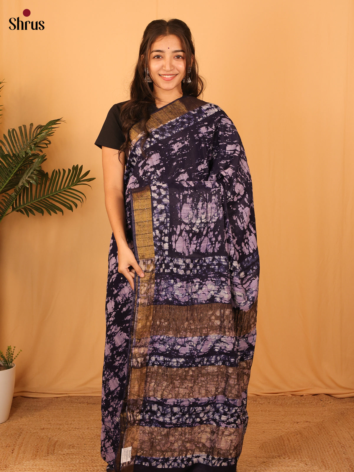 Violet - Semi Chanderi Saree - Shop on Shrus.com