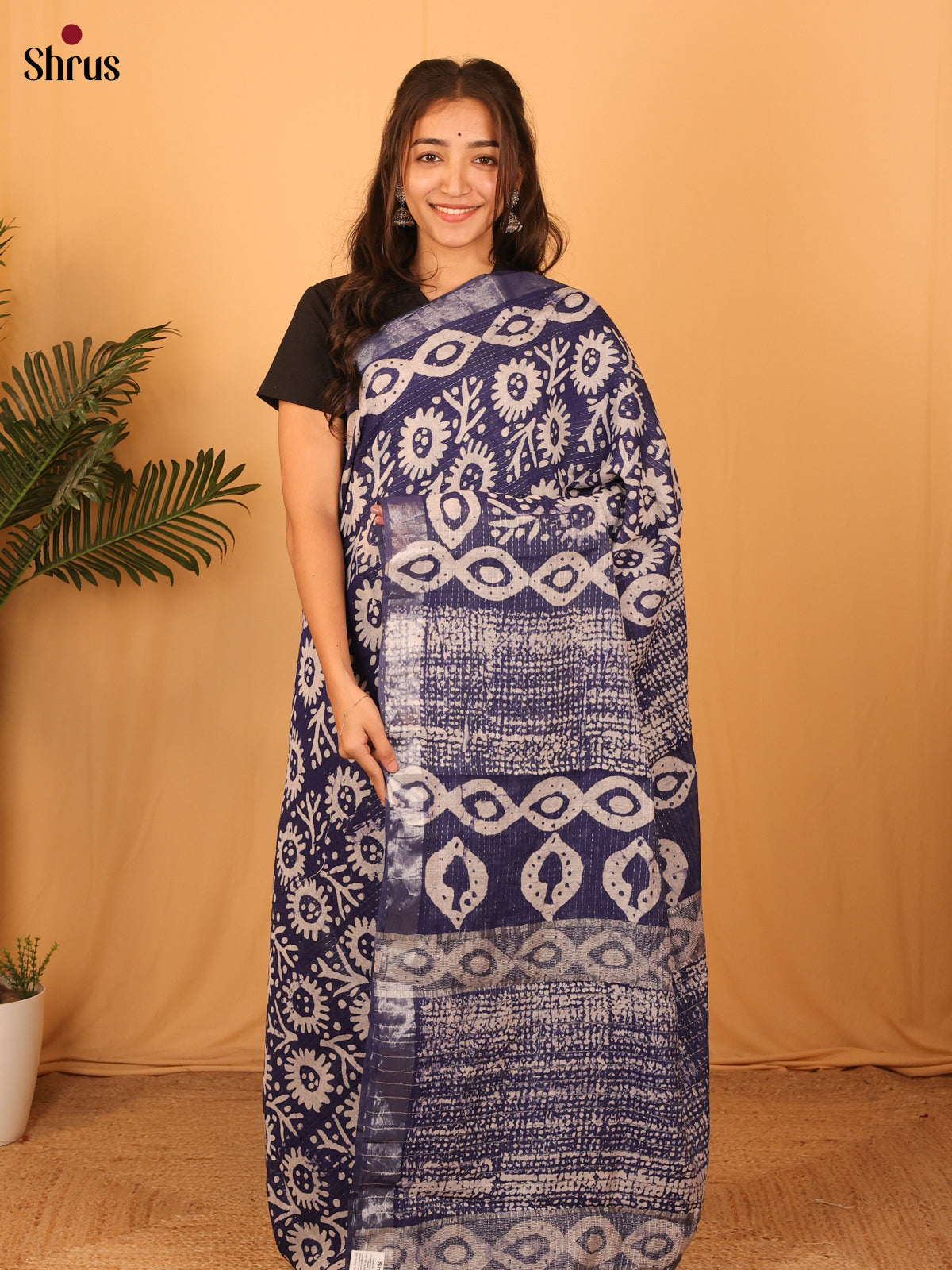 Violet- Semi Chanderi Saree - Shop on Shrus.com