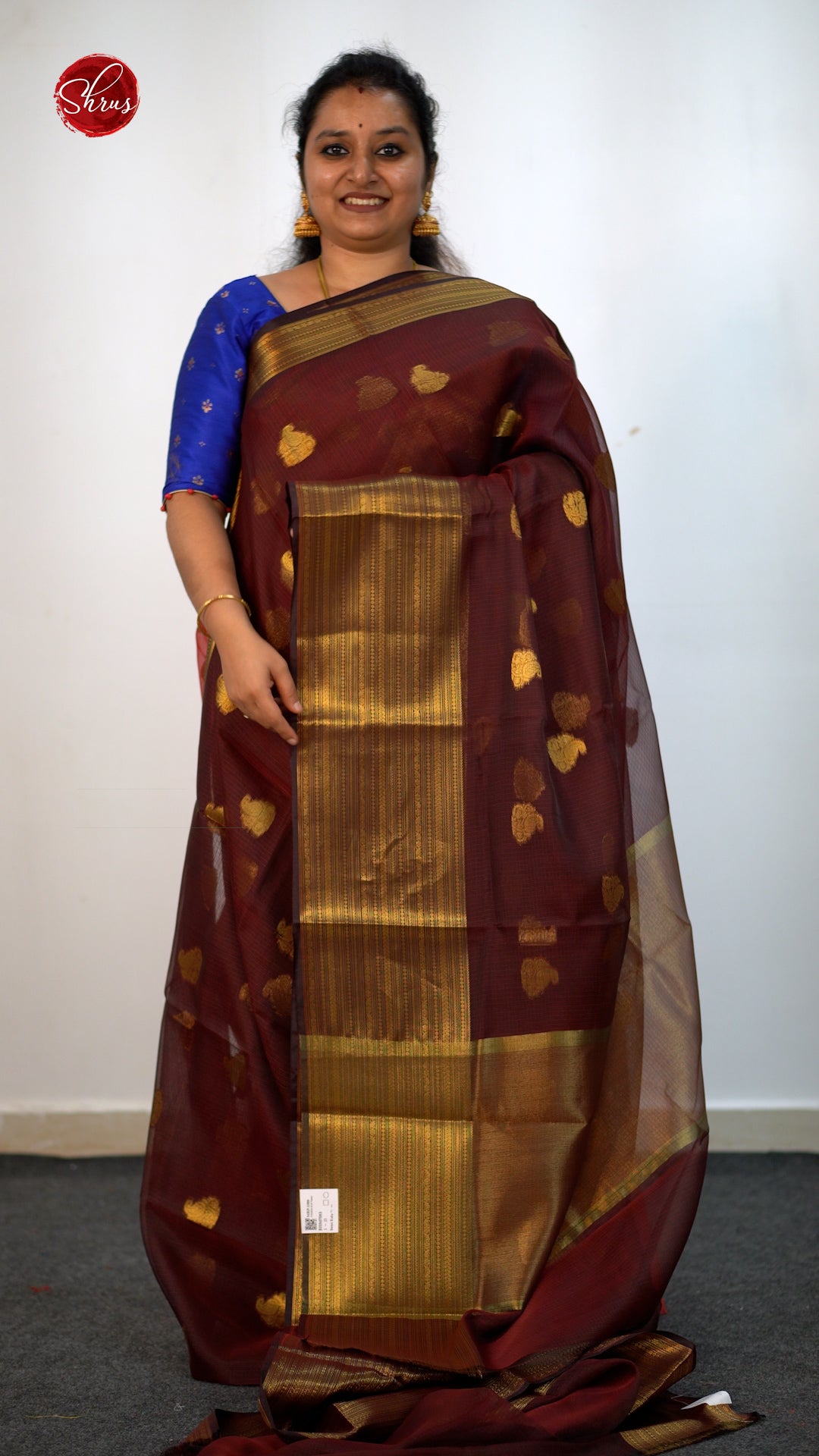 Brown(Single Tone) - Semi Kota Saree - Shop on ShrusEternity.com
