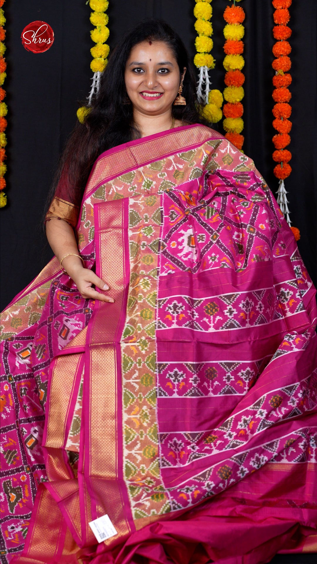 Pink(Single tone)- Ikkat Silk Saree - Shop on ShrusEternity.com