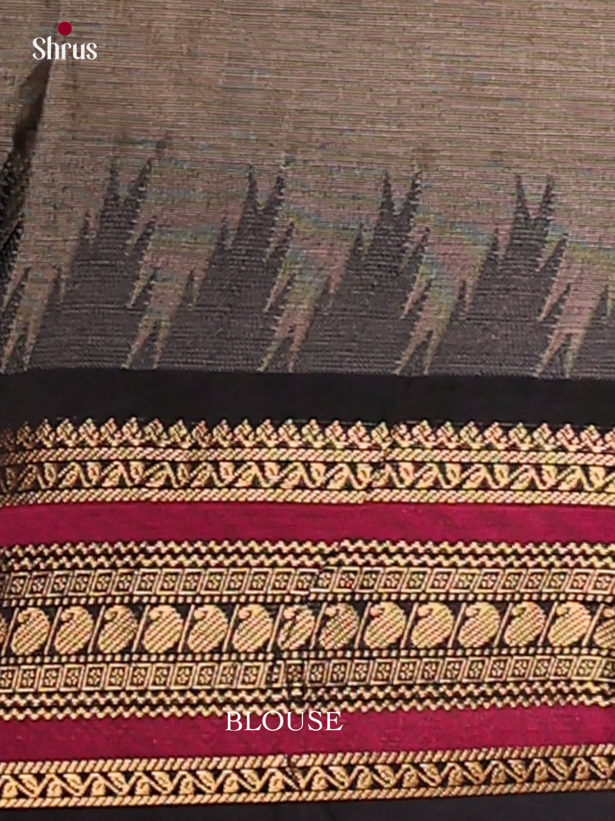 Chic Grey Chettinad Cotton Sarees With Small Buttas & Black Temple Zari Border