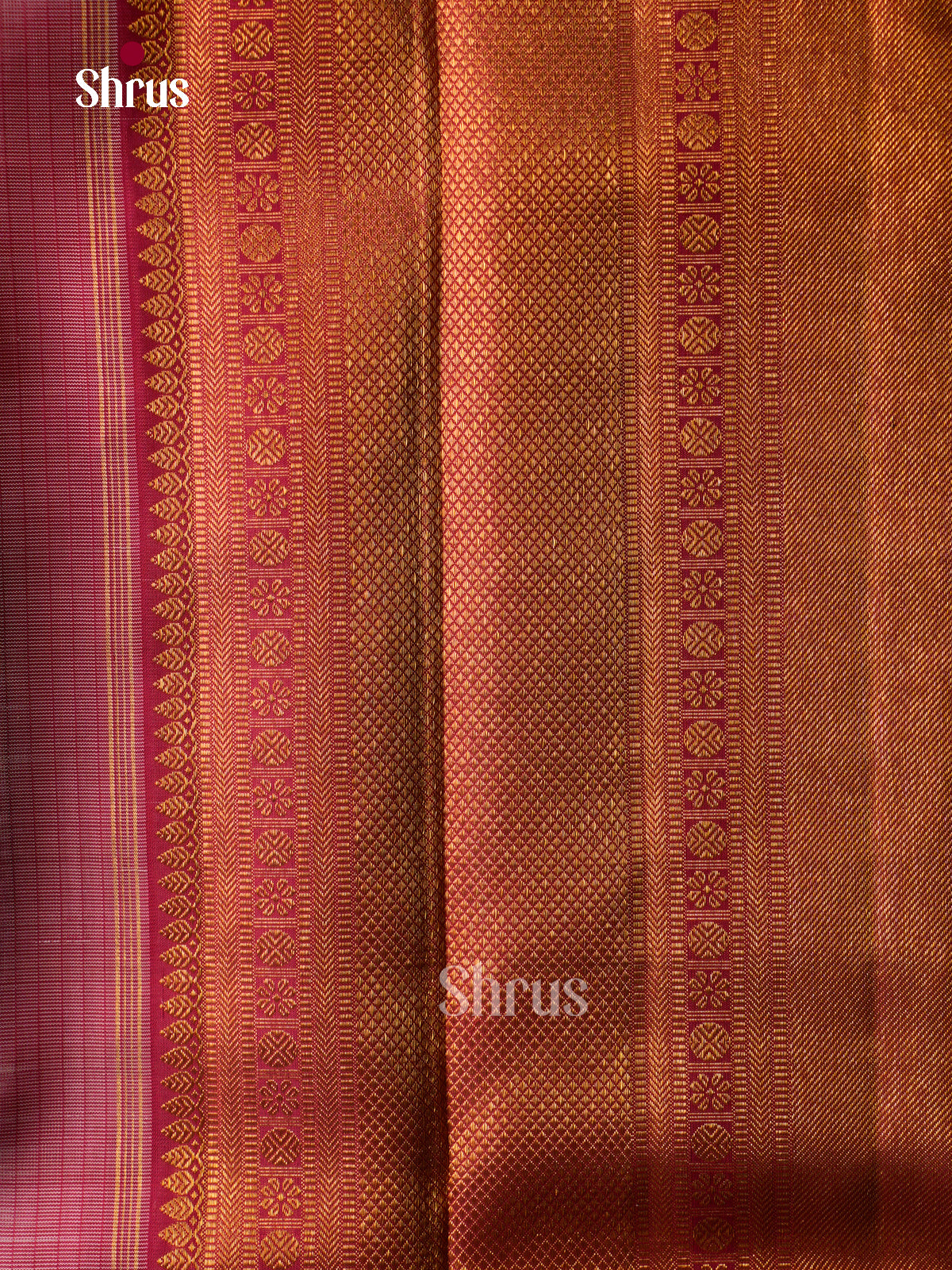 Classic Off White Kanchipuram Silk Sarees With Zari Checks, Floral Buttas & Deep Pink Temple Zari Border