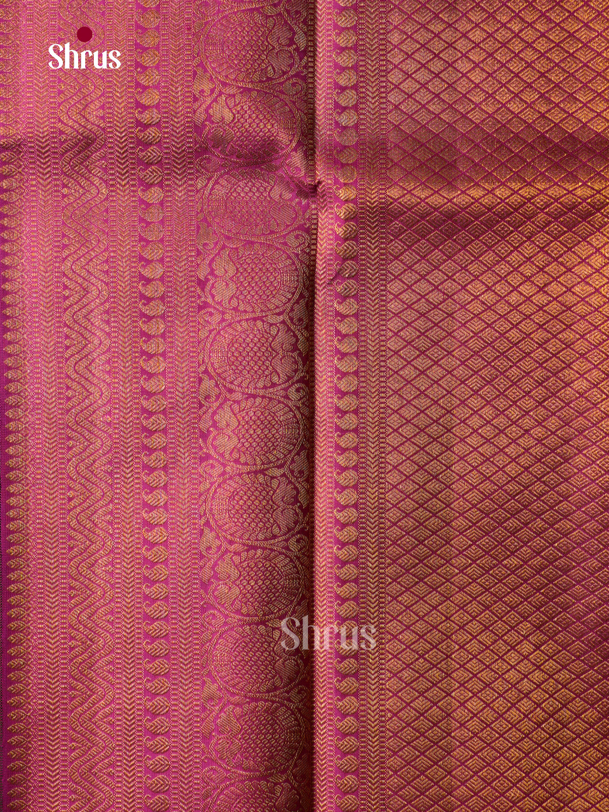 Classic Olive Green Kanchipuram Sarees With Gold Floral Buttas | Magenta Border With Zari Bands