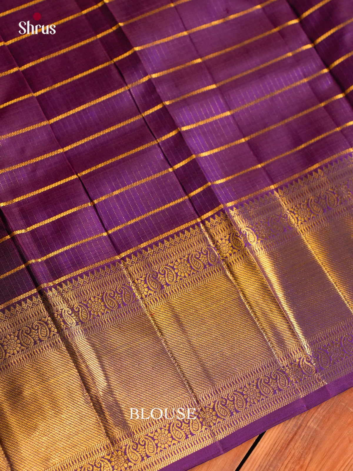 Classy Dark Purple Silk Saree With Horizontal Stripes | Self Zari Border & Brocade Pallu