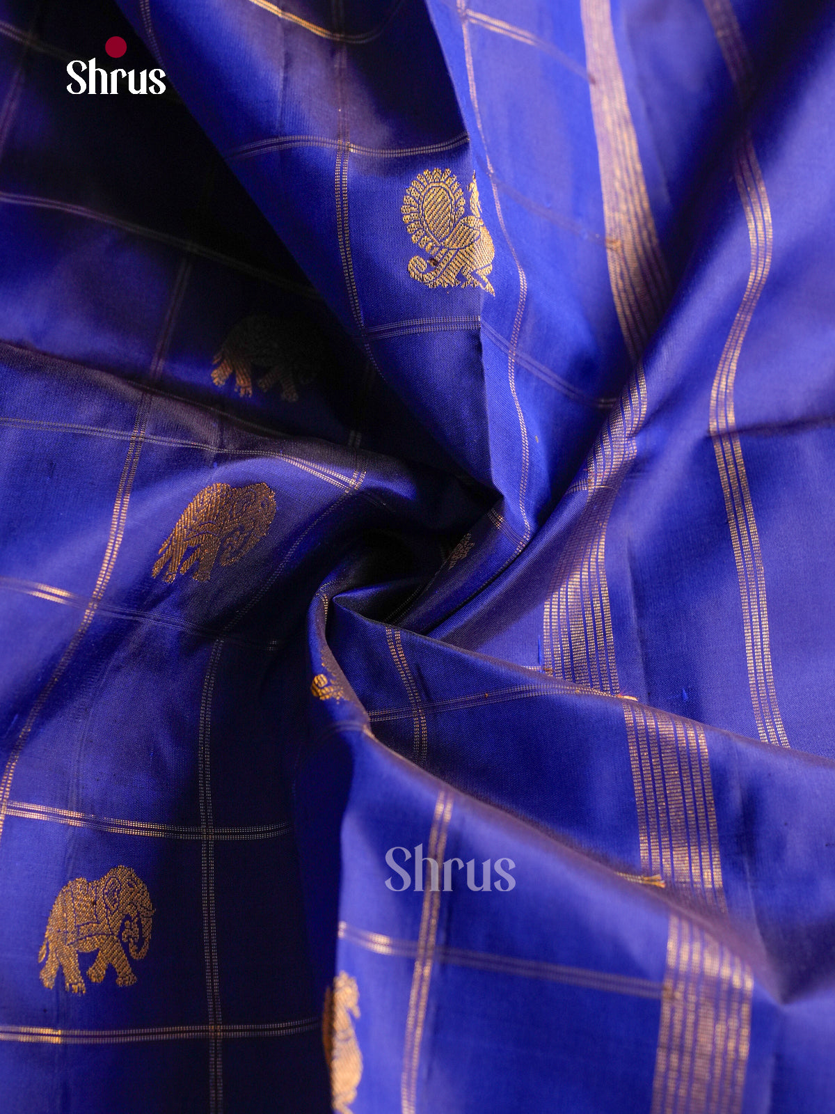 Classy Indigo 9Yards Silk Saree With Fine Stripes & Buttas | Self Zari Border & Pallu
