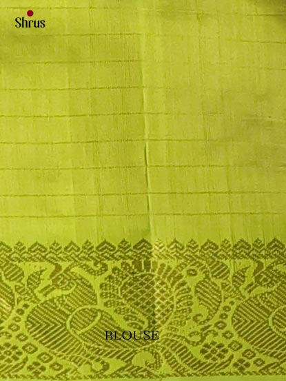Classy Rani Pink Cotton Silk Saree With Fine Micro Checks, Lime Green Zari Border & Brocade Pallu 2