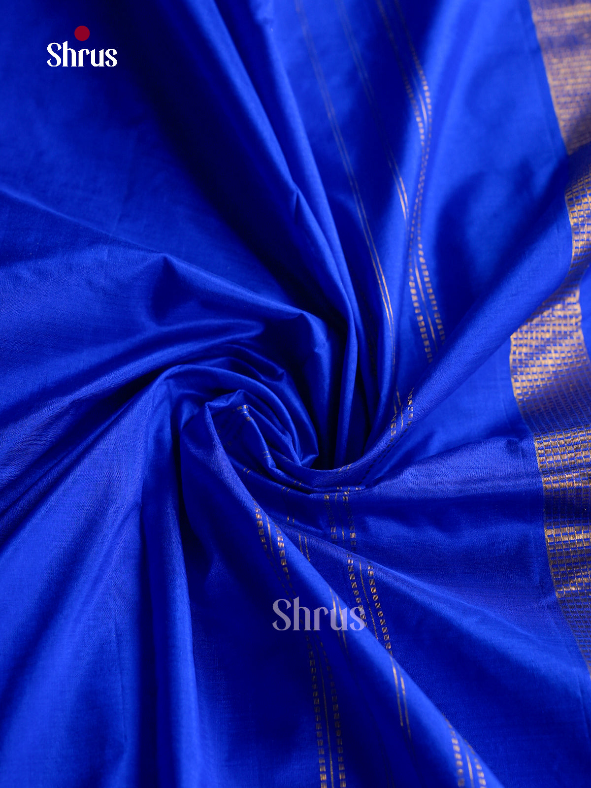 Classy Royal Blue 9Yards Silk Sarees With Plain Body | Self Kaddi Zari & Chit Pallu
