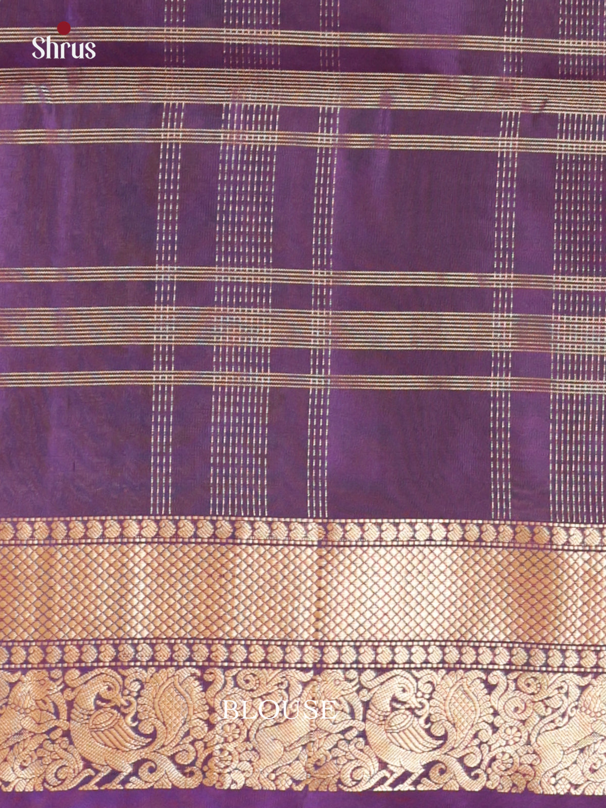 Buy Ravishing Copper Brown Silk Saree With Zari Stripes, Buttas & Purple Brocade Pallu