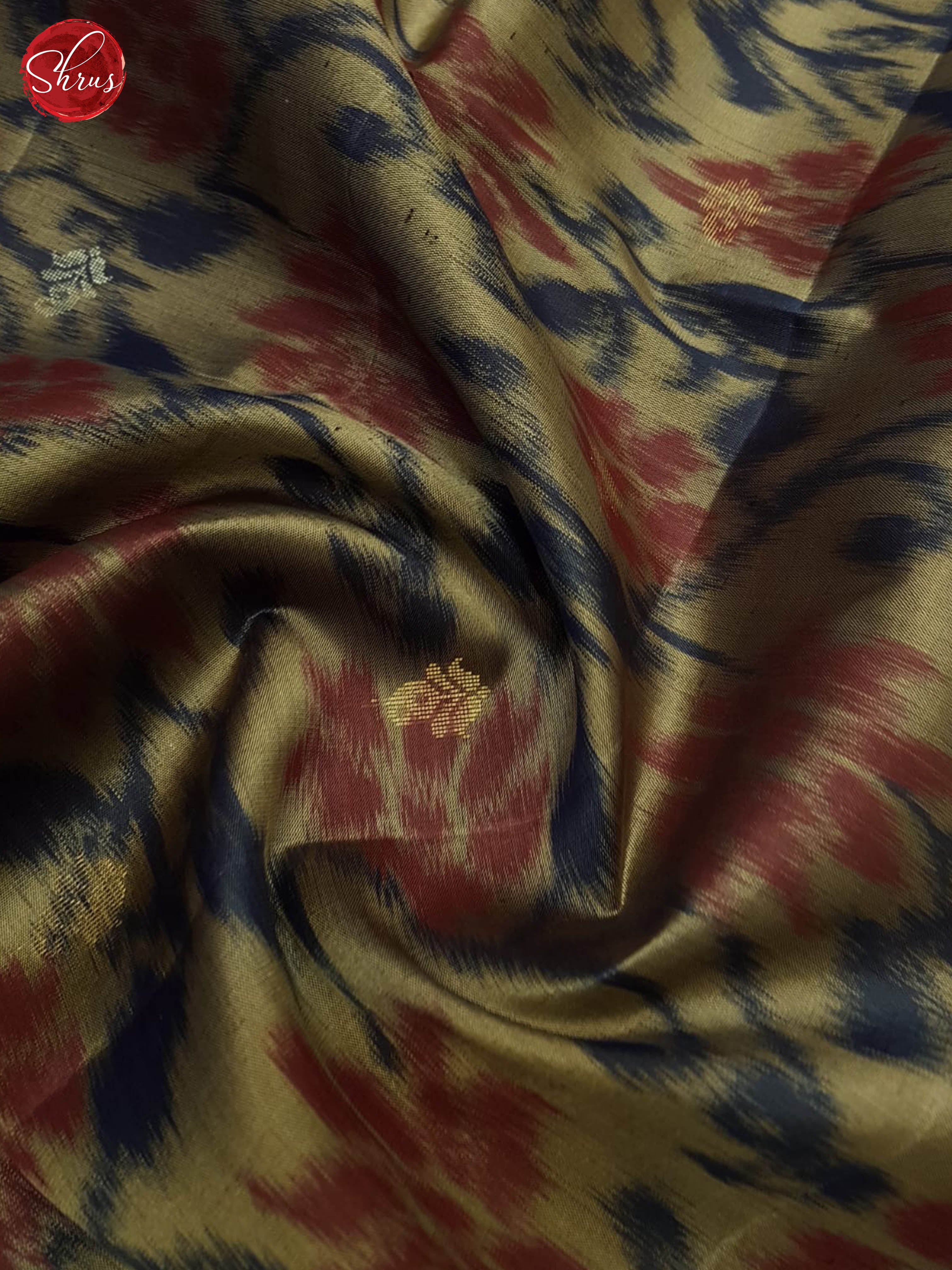 Ethnic Cream Pure Soft Silk Saree With Ikat Floral Pattern, Brown Zari Border & Pallu