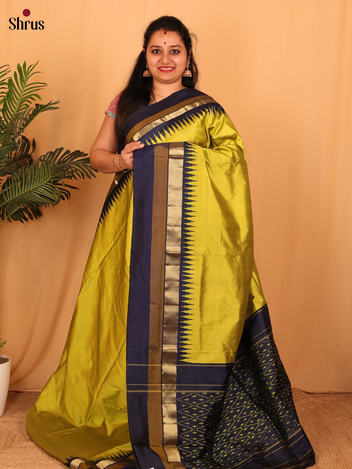 Green & Blue - Ikkat Silk Saree - Shop on Shrus.com
