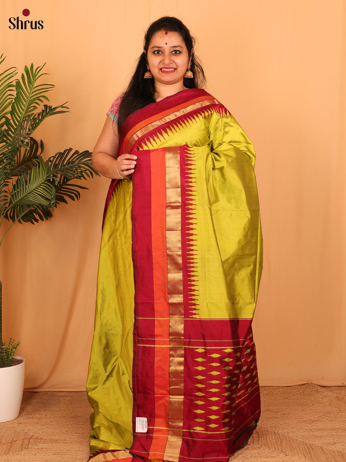 Green & Maroon - Ikkat Silk Saree - Shop on Shrus.com
