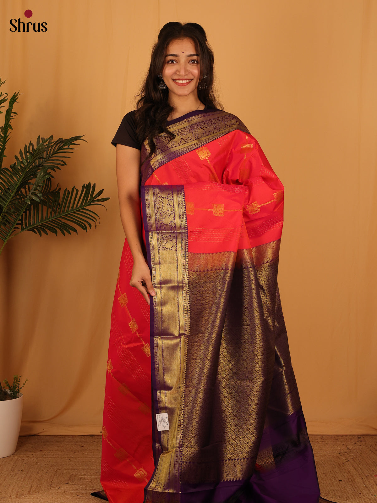 Red & Violet - Bangalori silk Saree - Shop on Shrus.com
