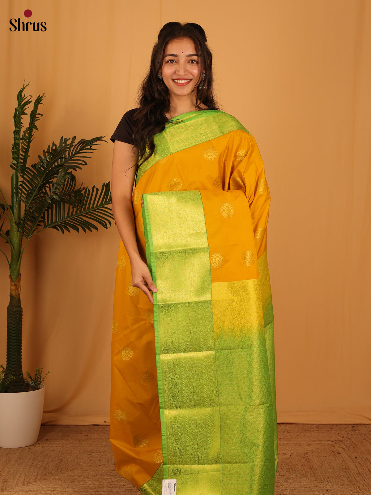 Mustard & Green - Bangalori silk Saree - Shop on Shrus.com