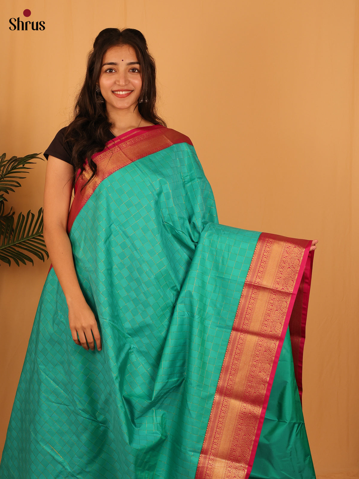 Green & Maroon - Bangalori silk Saree - Shop on Shrus.com