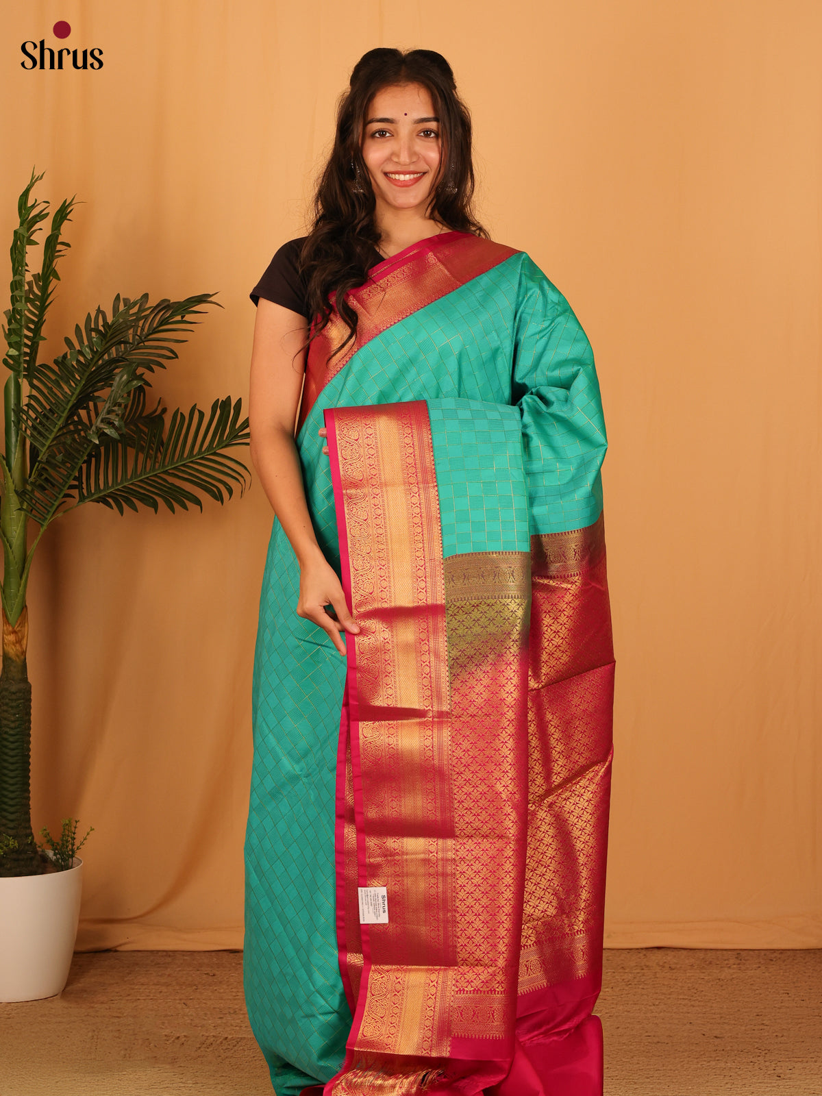 Green & Maroon - Bangalori silk Saree - Shop on Shrus.com