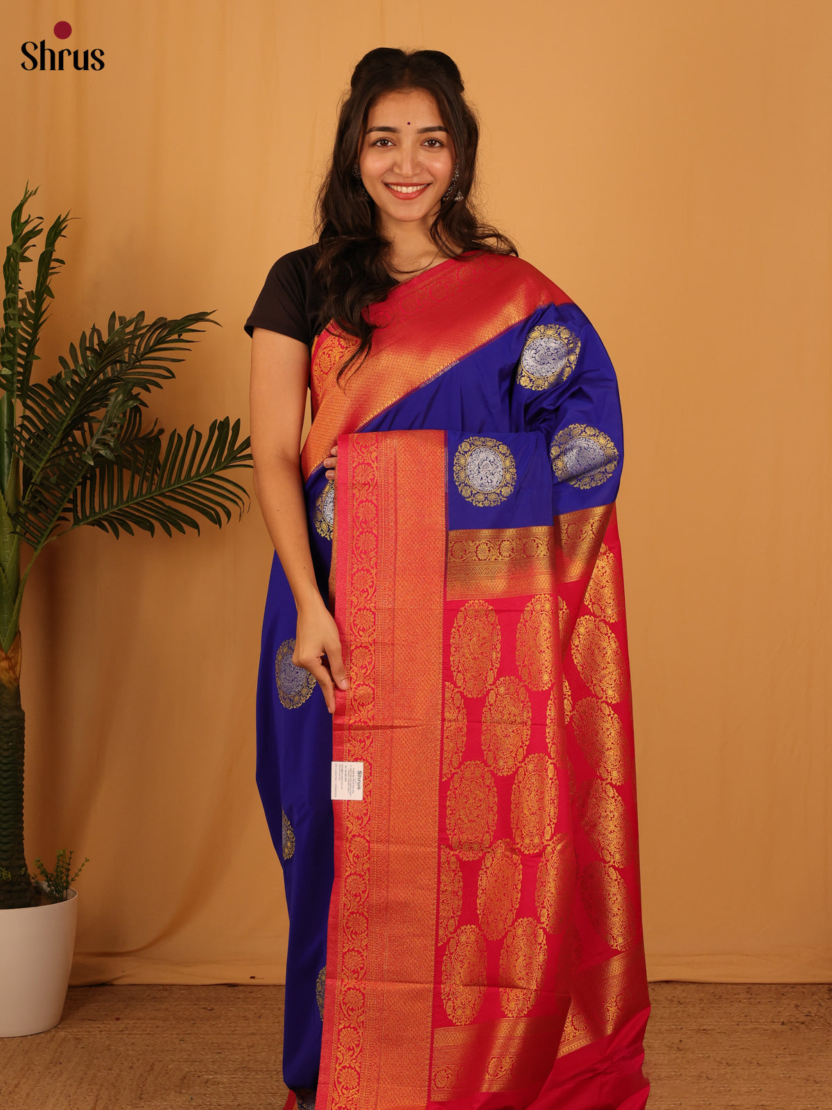 Ms Blue & Red- Bangalori silk Saree - Shop on Shrus.com