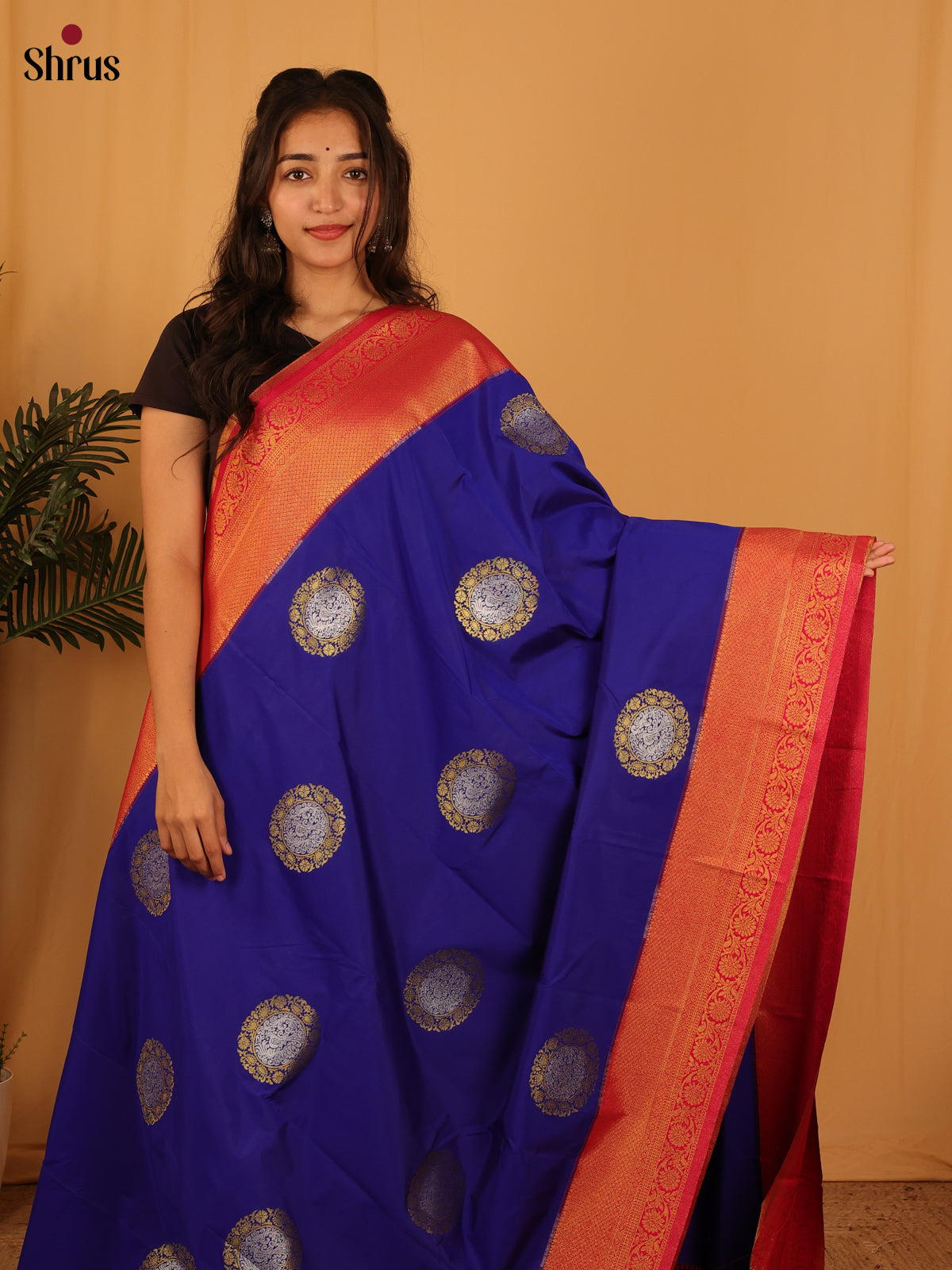 Ms Blue & Red- Bangalori silk Saree - Shop on Shrus.com