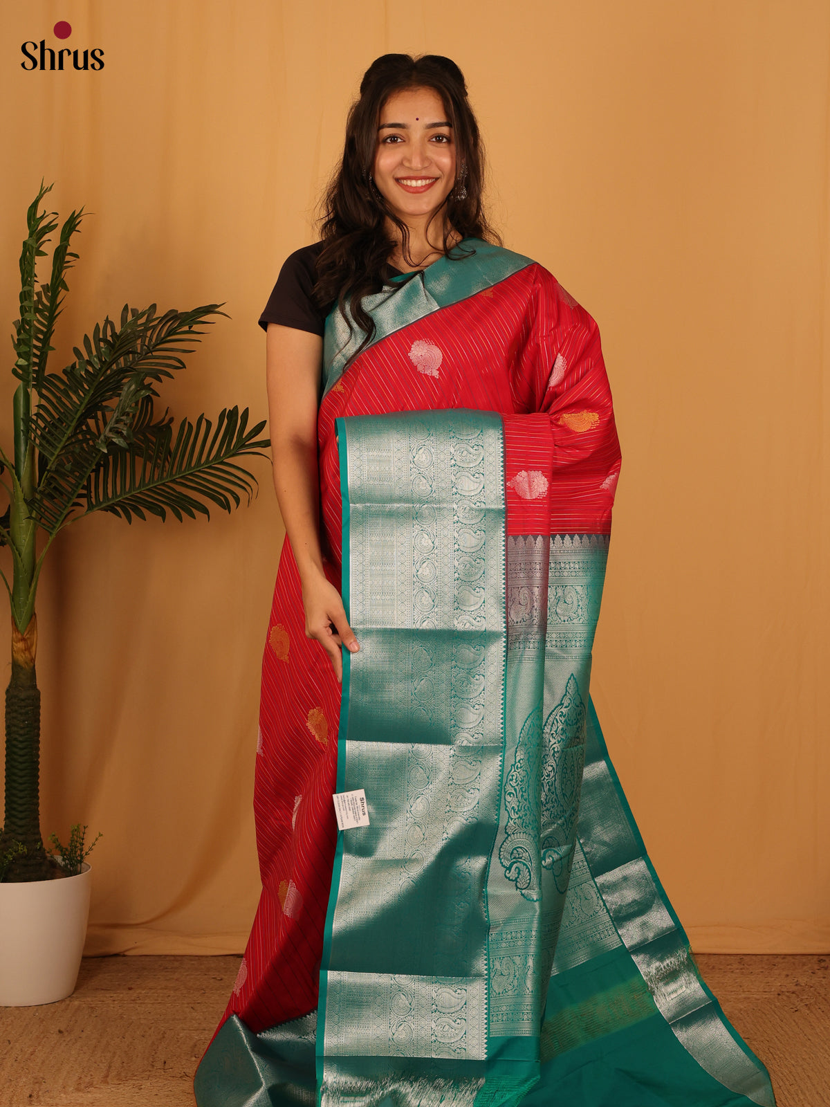 Red & Green - Bangalori silk Saree - Shop on Shrus.com