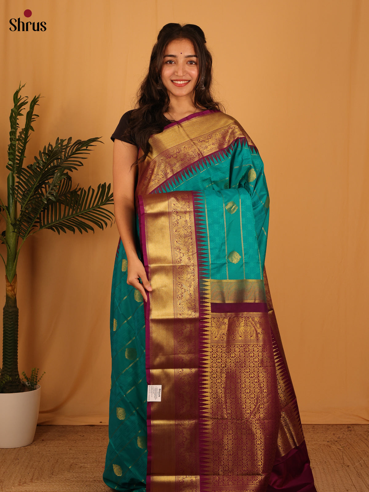 Blue & Purple- Bangalori silk Saree - Shop on Shrus.com