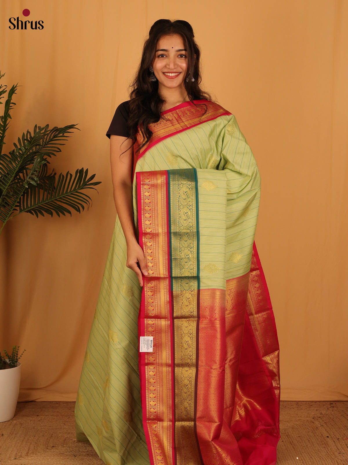 Green & Maroon - Bangalori silk Saree - Shop on Shrus.com