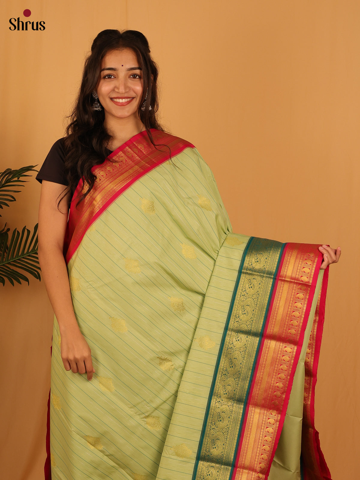 Green & Maroon - Bangalori silk Saree - Shop on Shrus.com