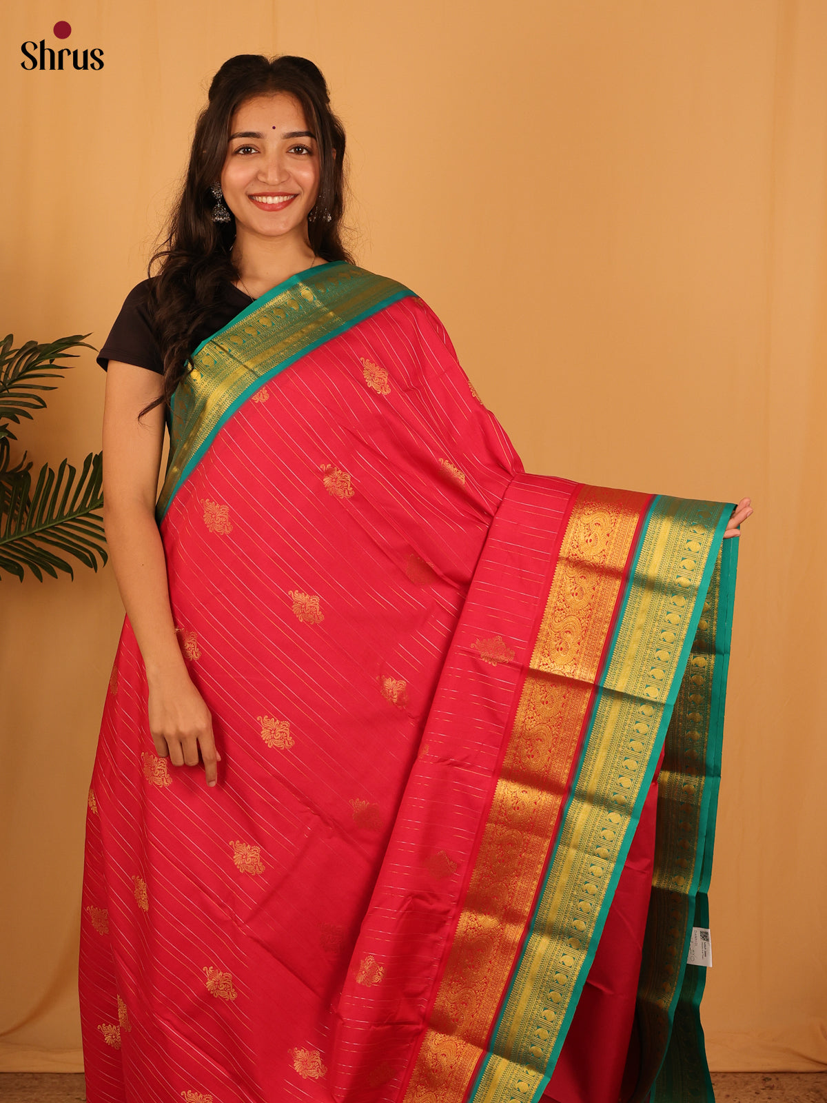 Pink & Teal - Bangalori silk Saree - Shop on Shrus.com