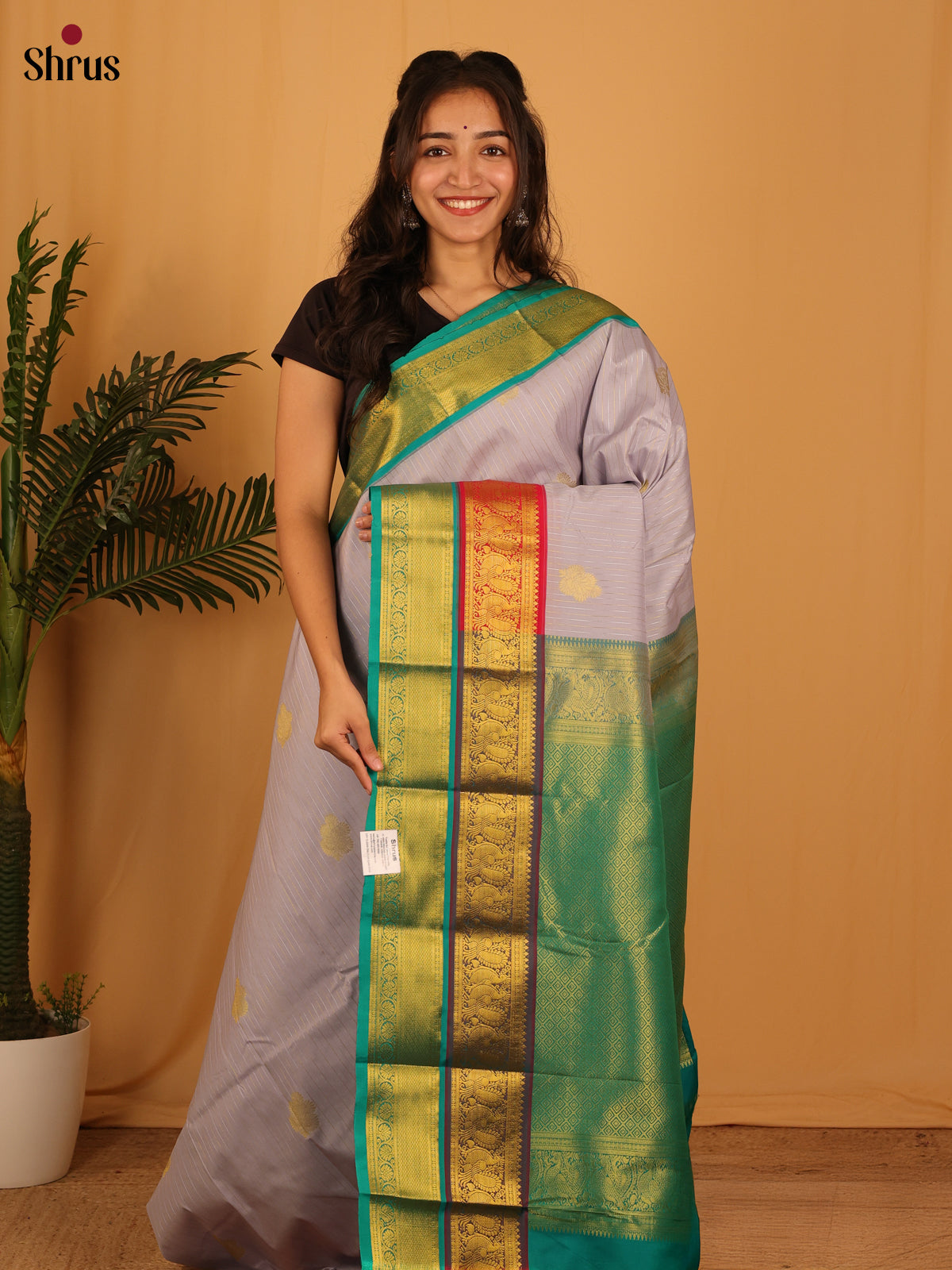 Lavender & Teal Green- Bangalori silk Saree - Shop on Shrus.com