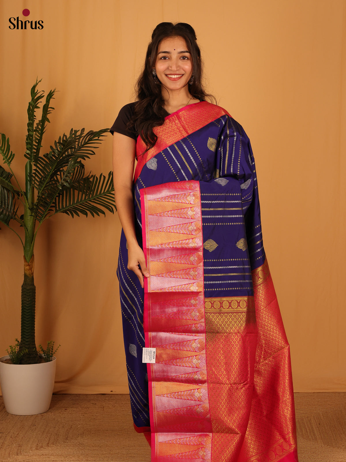 Violet & Pink - Bangalori silk Saree - Shop on Shrus.com