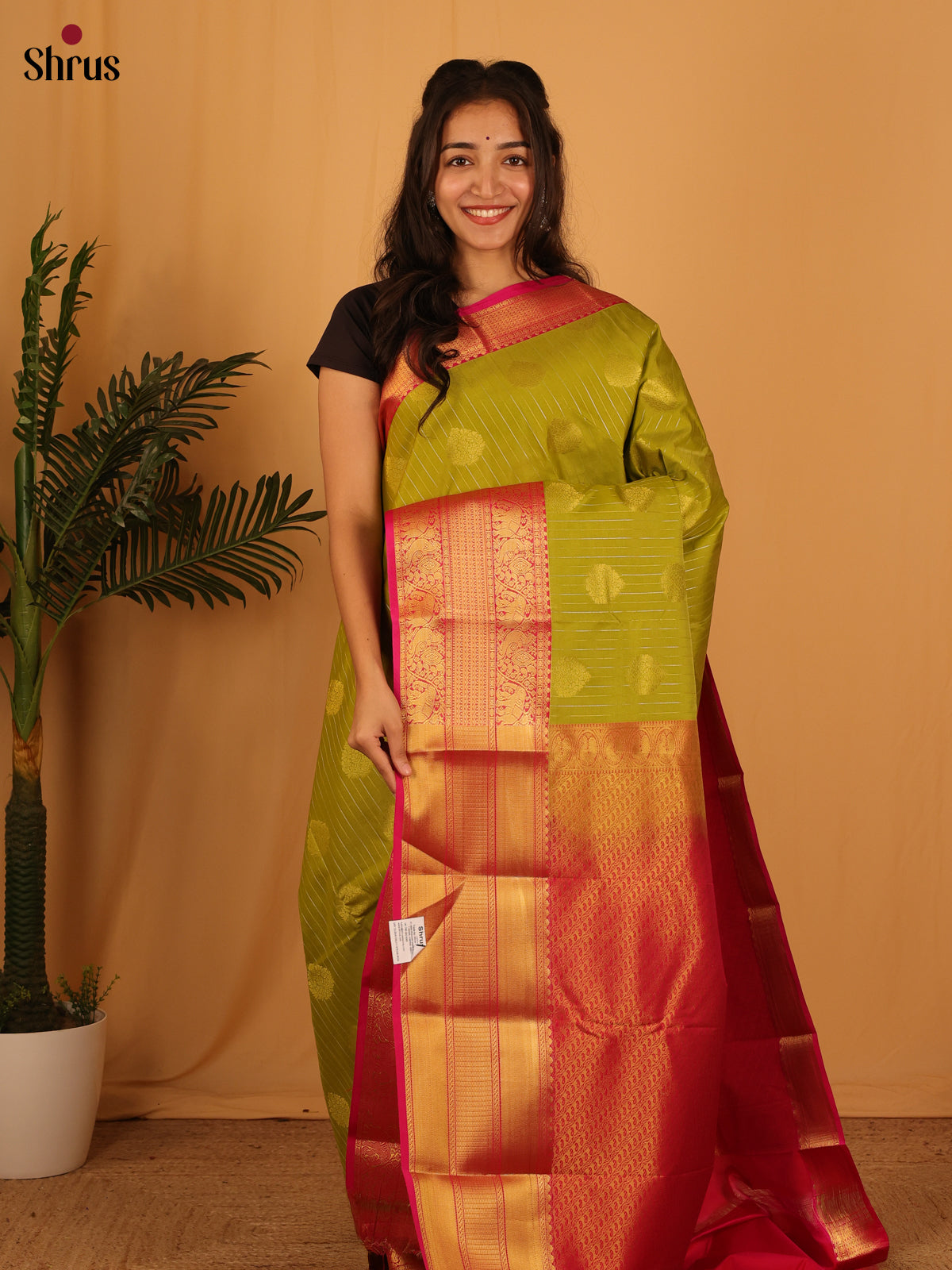 Green & Red- Bangalori silk Saree - Shop on Shrus.com