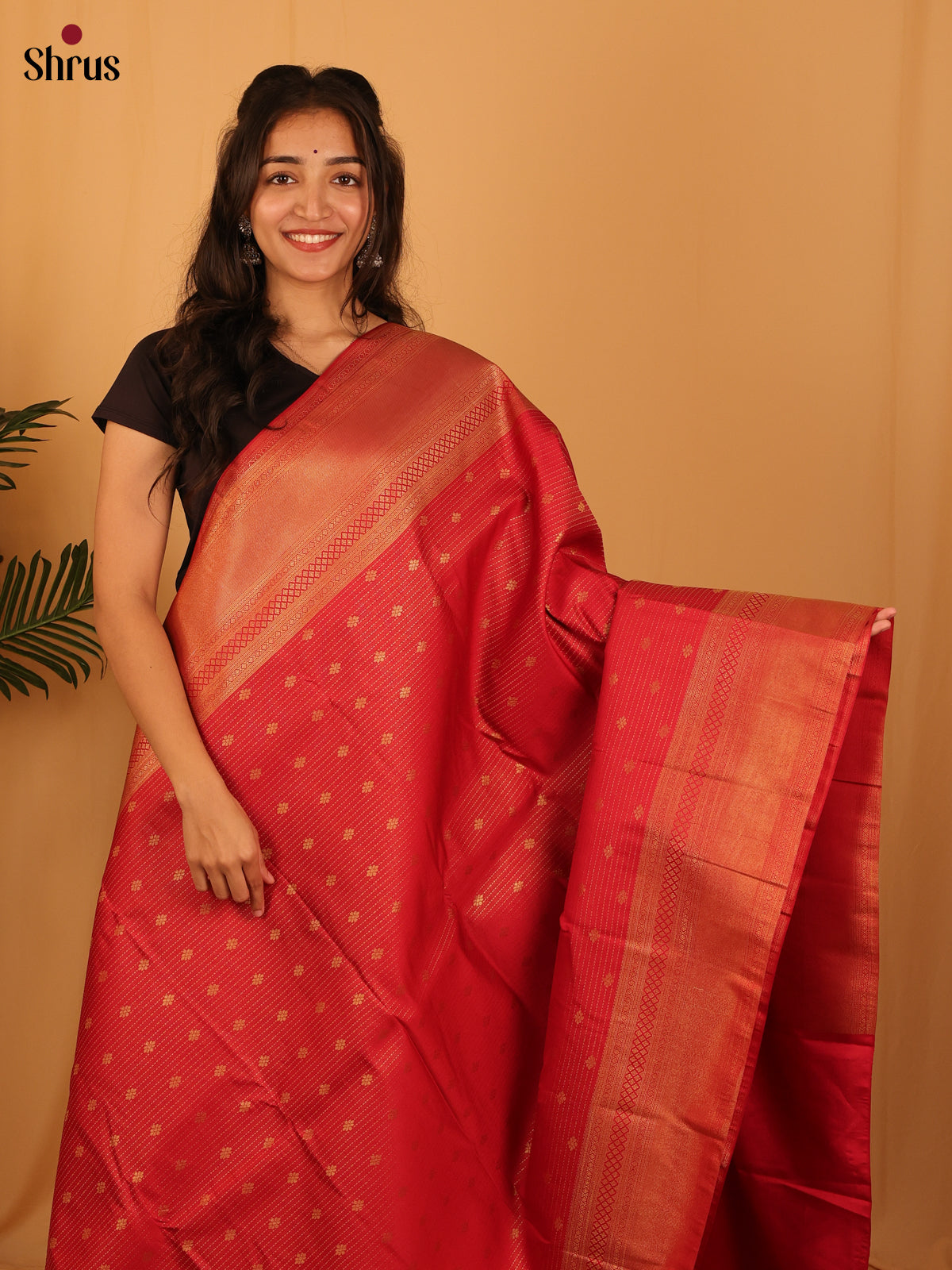 Red - Bangalori silk Saree - Shop on Shrus.com