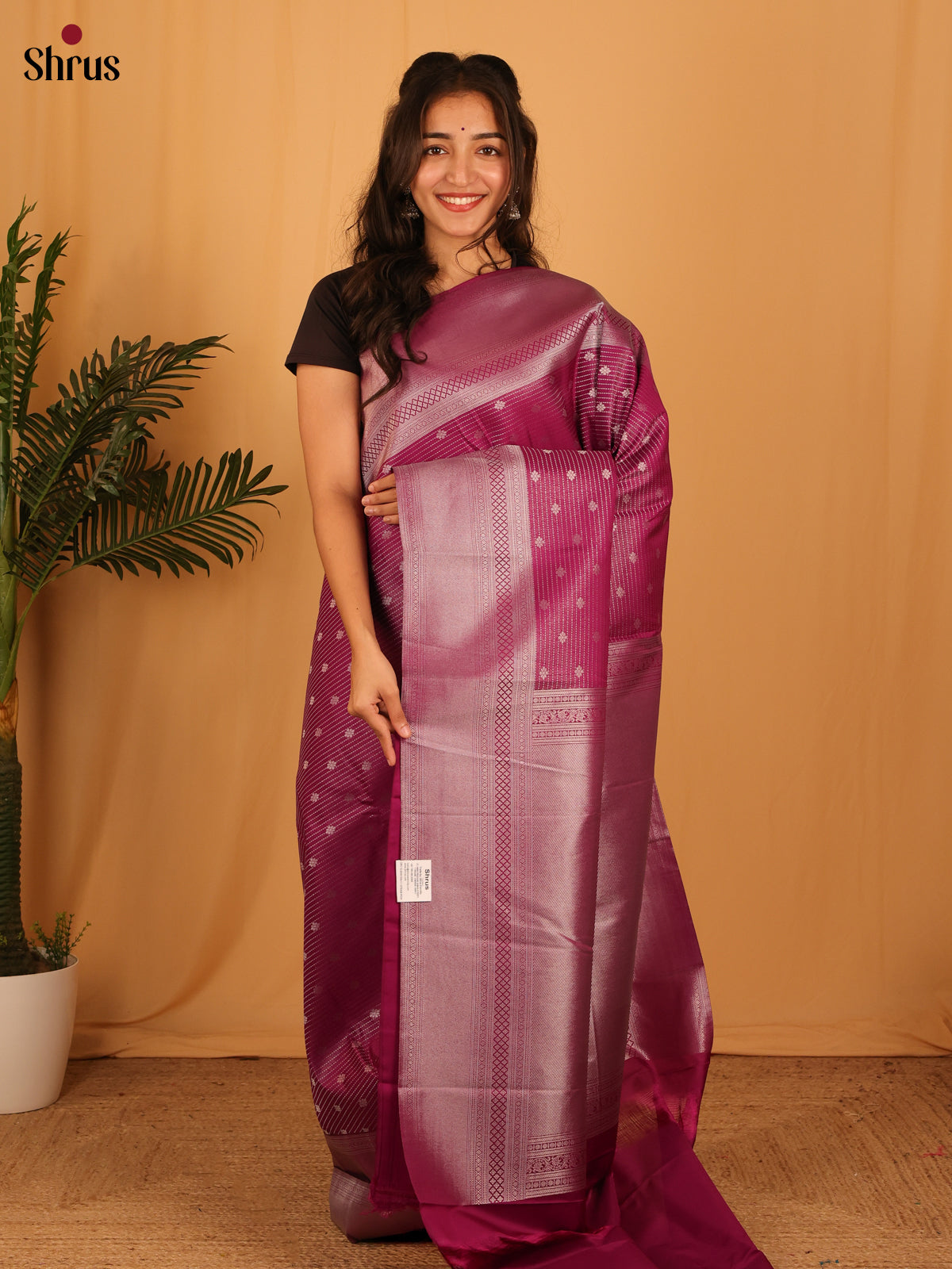 Purple - Bangalori silk Saree - Shop on Shrus.com