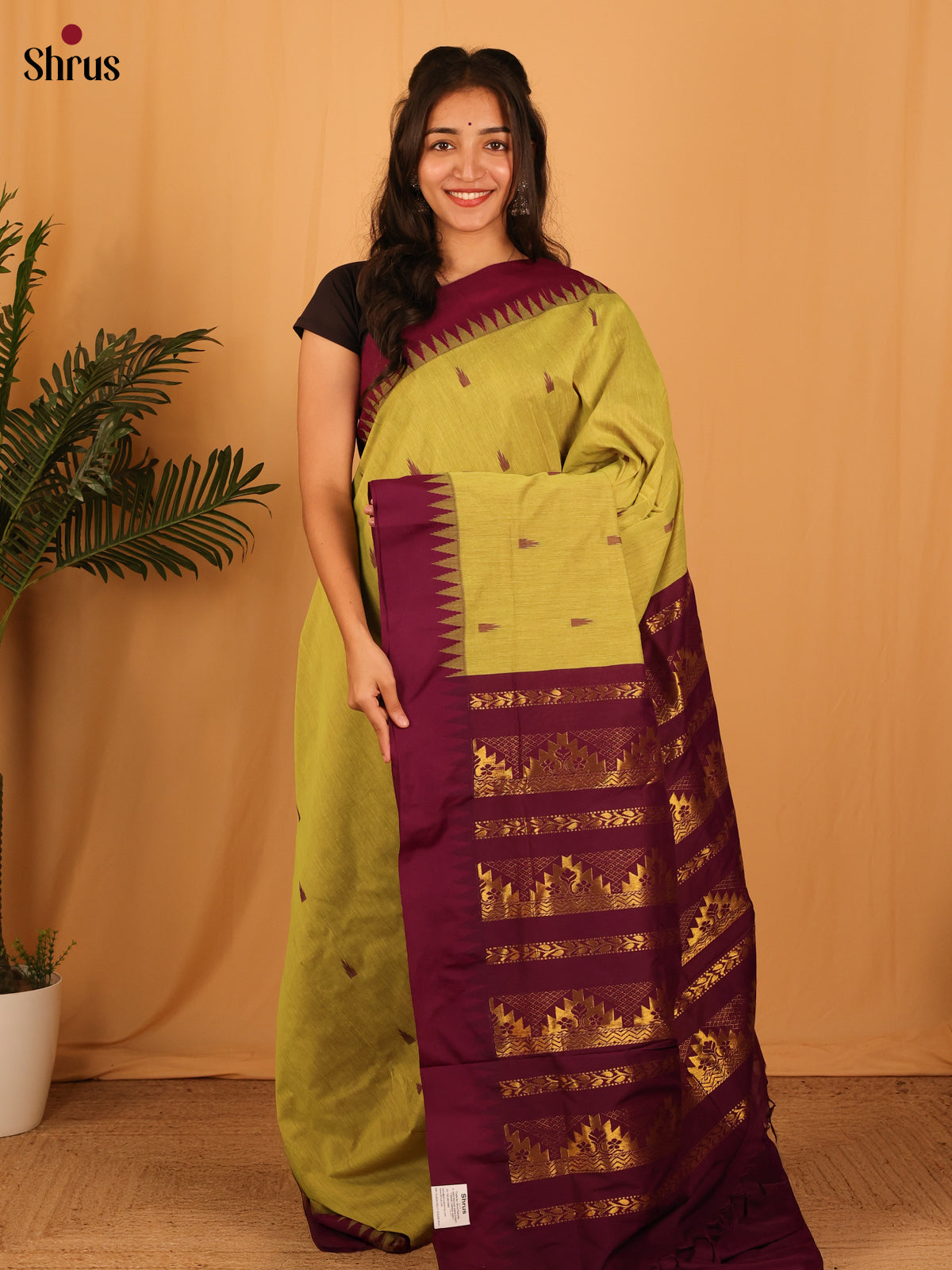 Green & Maroon - Kalyani Cotton Saree - Shop on Shrus.com