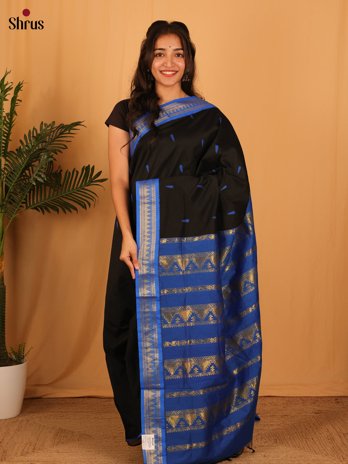 Black & Blue - Kalyani Cotton Saree - Shop on Shrus.com