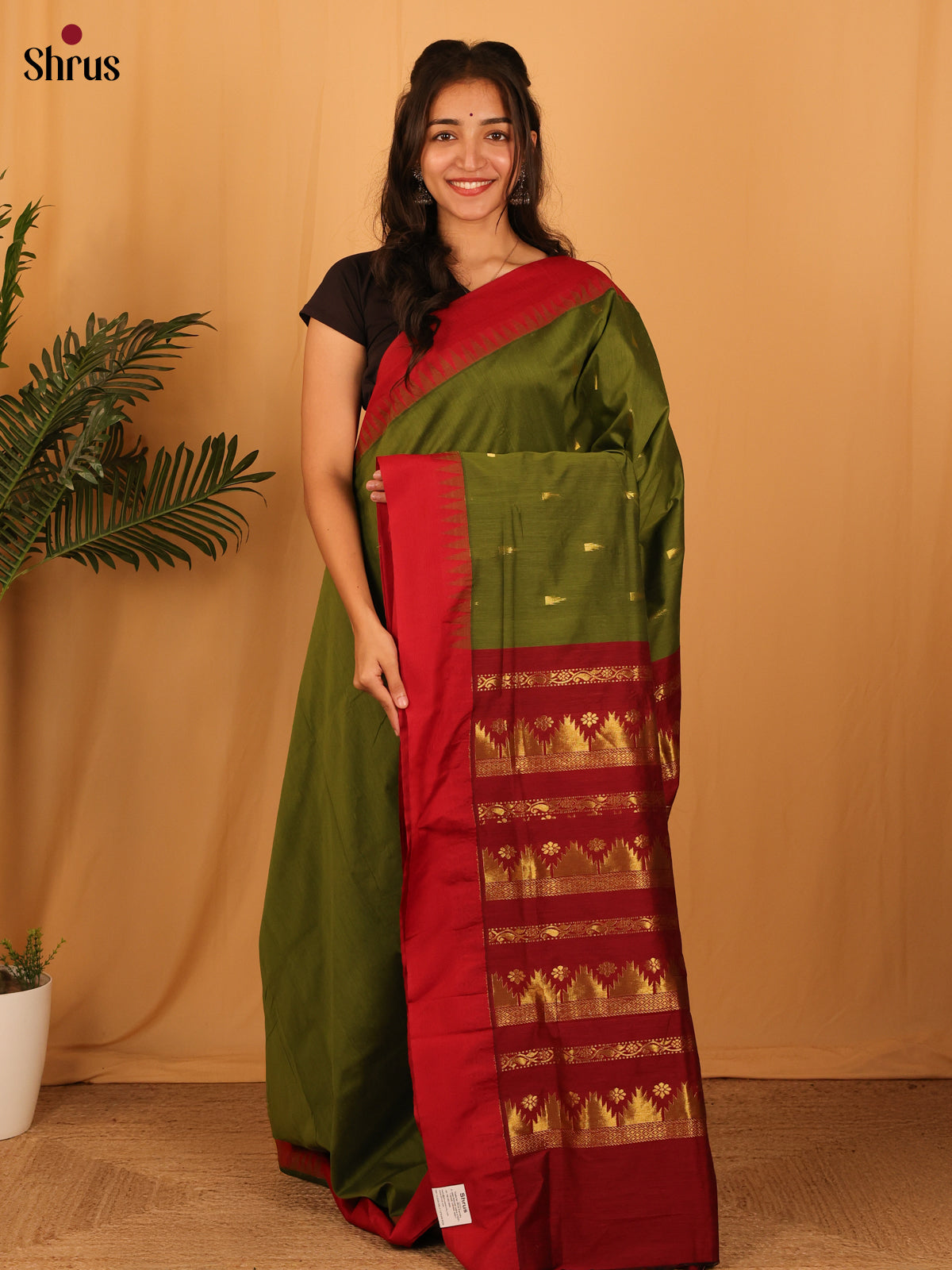 Green & Maroon - Kalyani Cotton Saree - Shop on Shrus.com