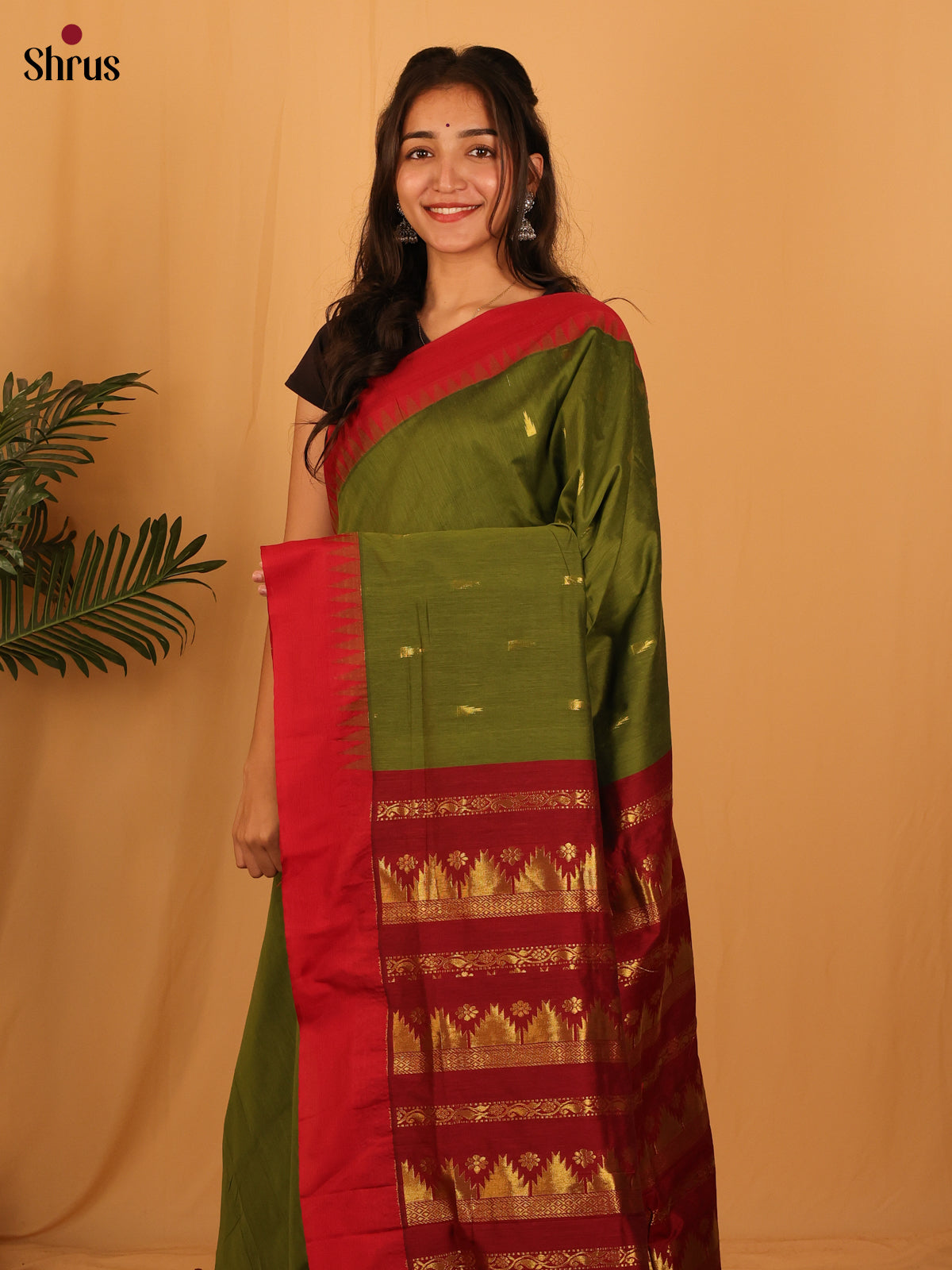 Green & Maroon - Kalyani Cotton Saree - Shop on Shrus.com