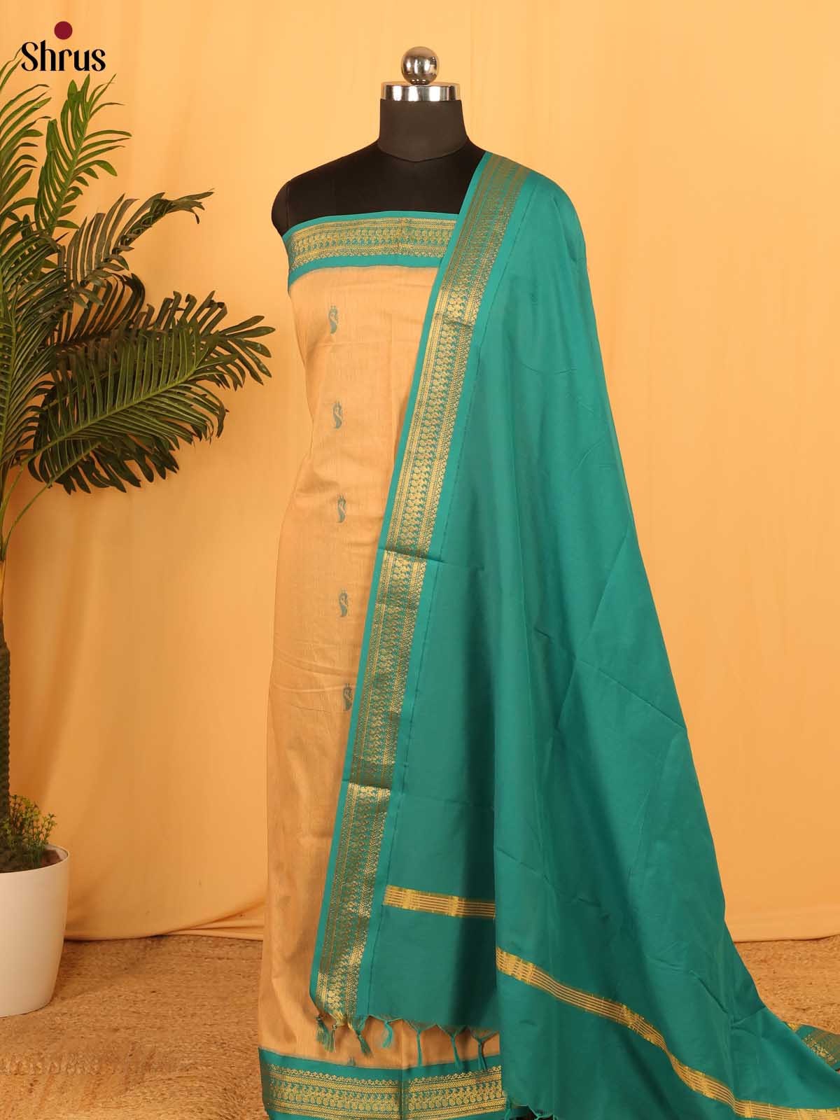 Sandal & Green - Kalyani Cotton salwar unstitch - Shop on Shrus.com