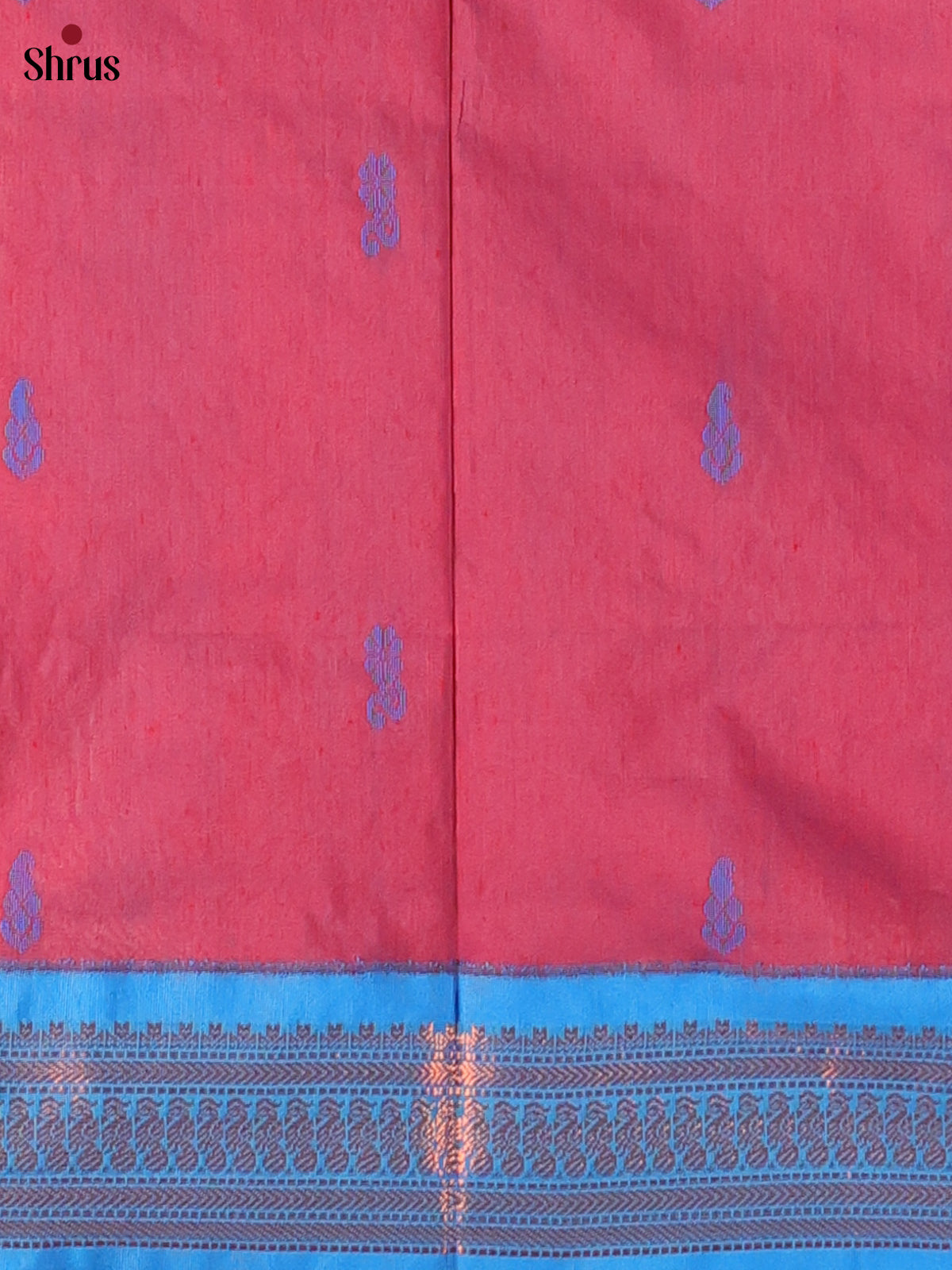 Pink & Blue - Kalyani Cotton unstitched Top & Dupatta - DAS03032 - Shop on Shrus.com
