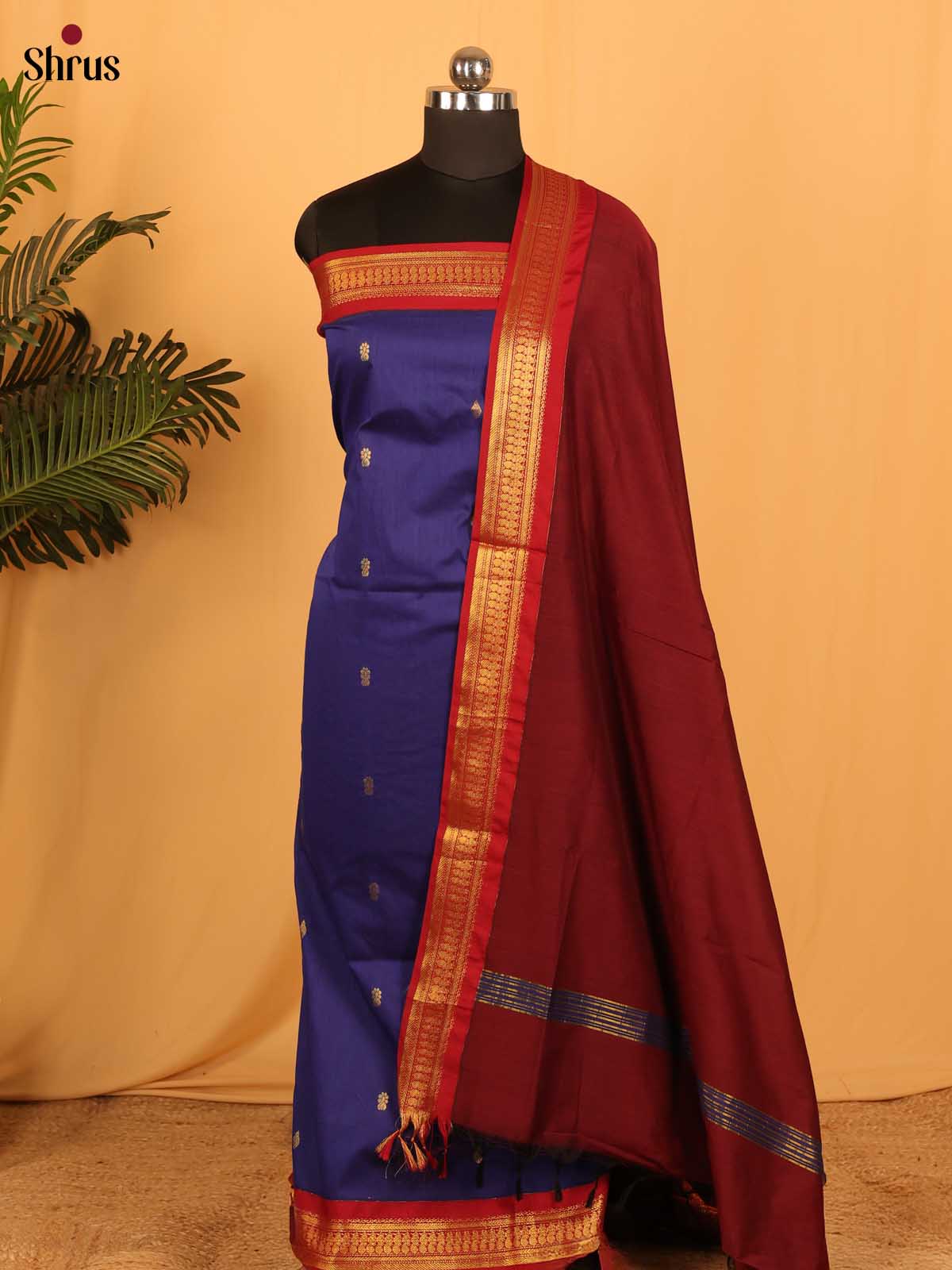 Violet & Maroon - Kalyani Cotton salwar unstitch - Shop on Shrus.com