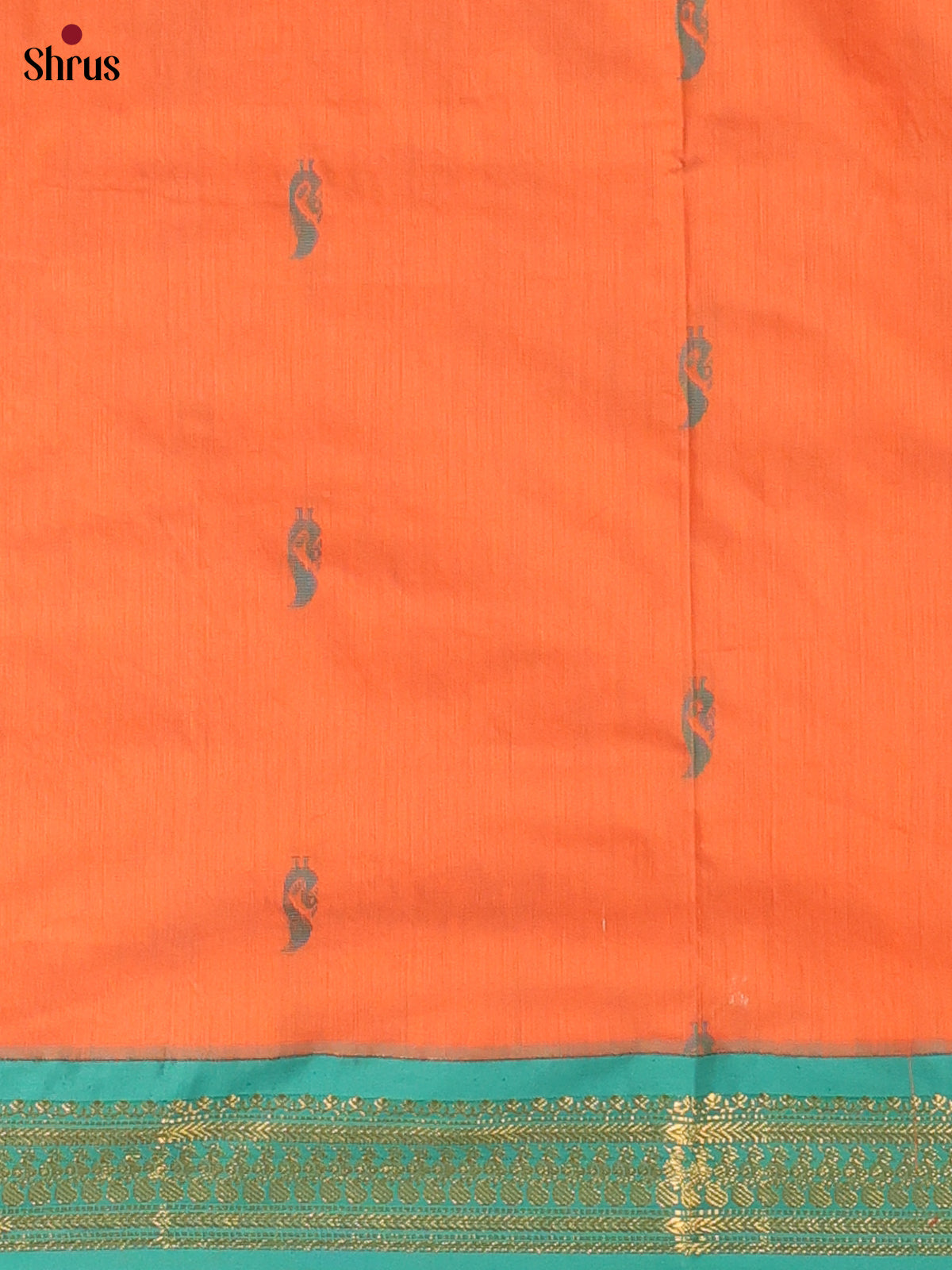 Orange & Green - Kalyani Cotton unstitched Top & Dupatta - DAS03035 - Shop on Shrus.com
