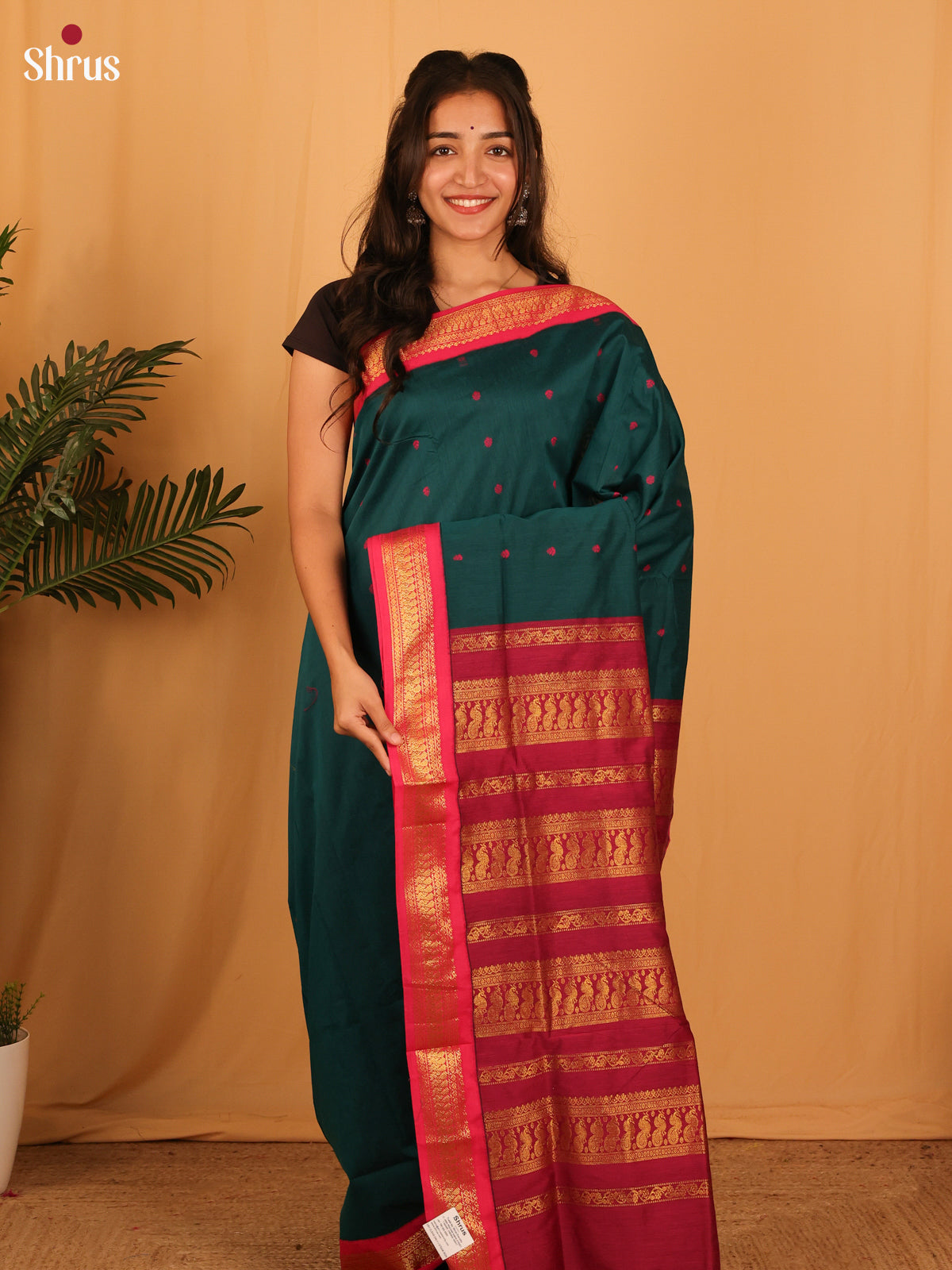 Green & Maroon - Kalyani Cotton Saree - Shop on Shrus.com