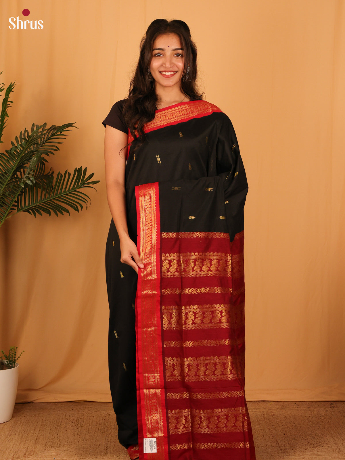 Black & Maroon - Kalyani Cotton Saree - Shop on Shrus.com