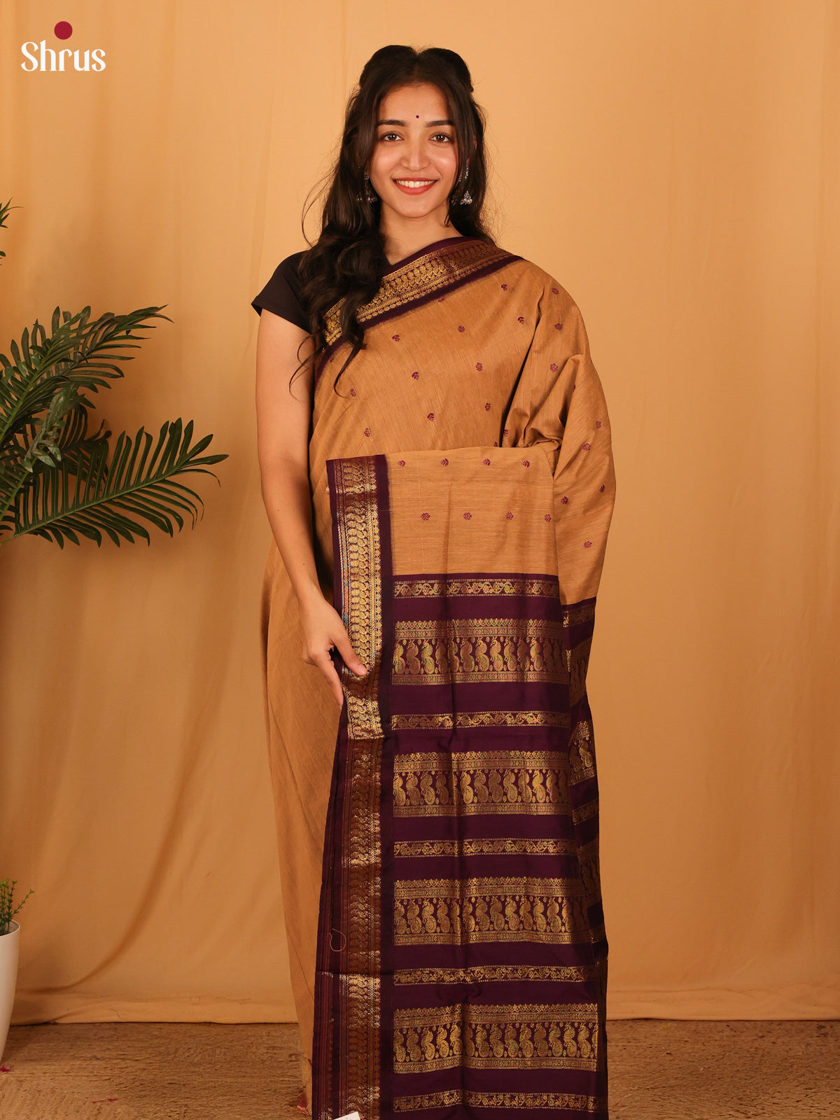 Mustard & Purple - Kalyani Cotton Saree - Shop on Shrus.com