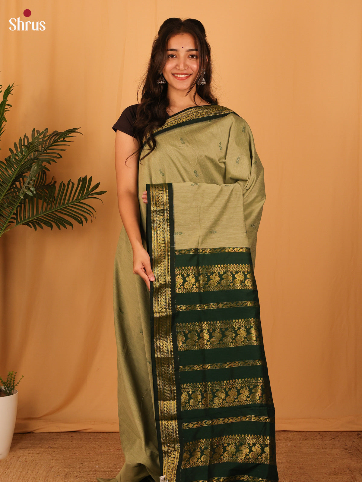 Chutney Green & Green - Kalyani Cotton Saree - Shop on Shrus.com