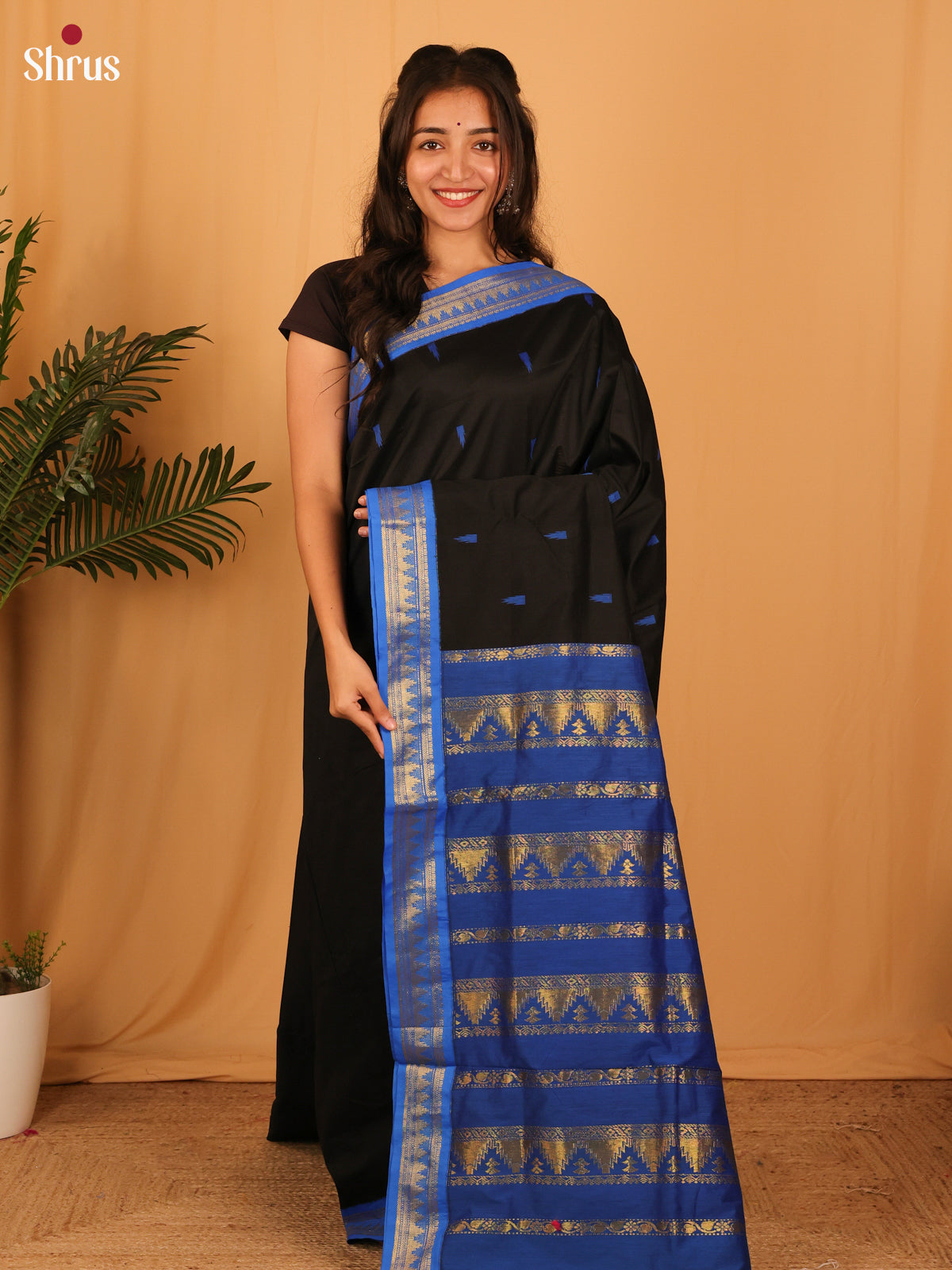 Black & Blue - Kalyani Cotton Saree - Shop on Shrus.com