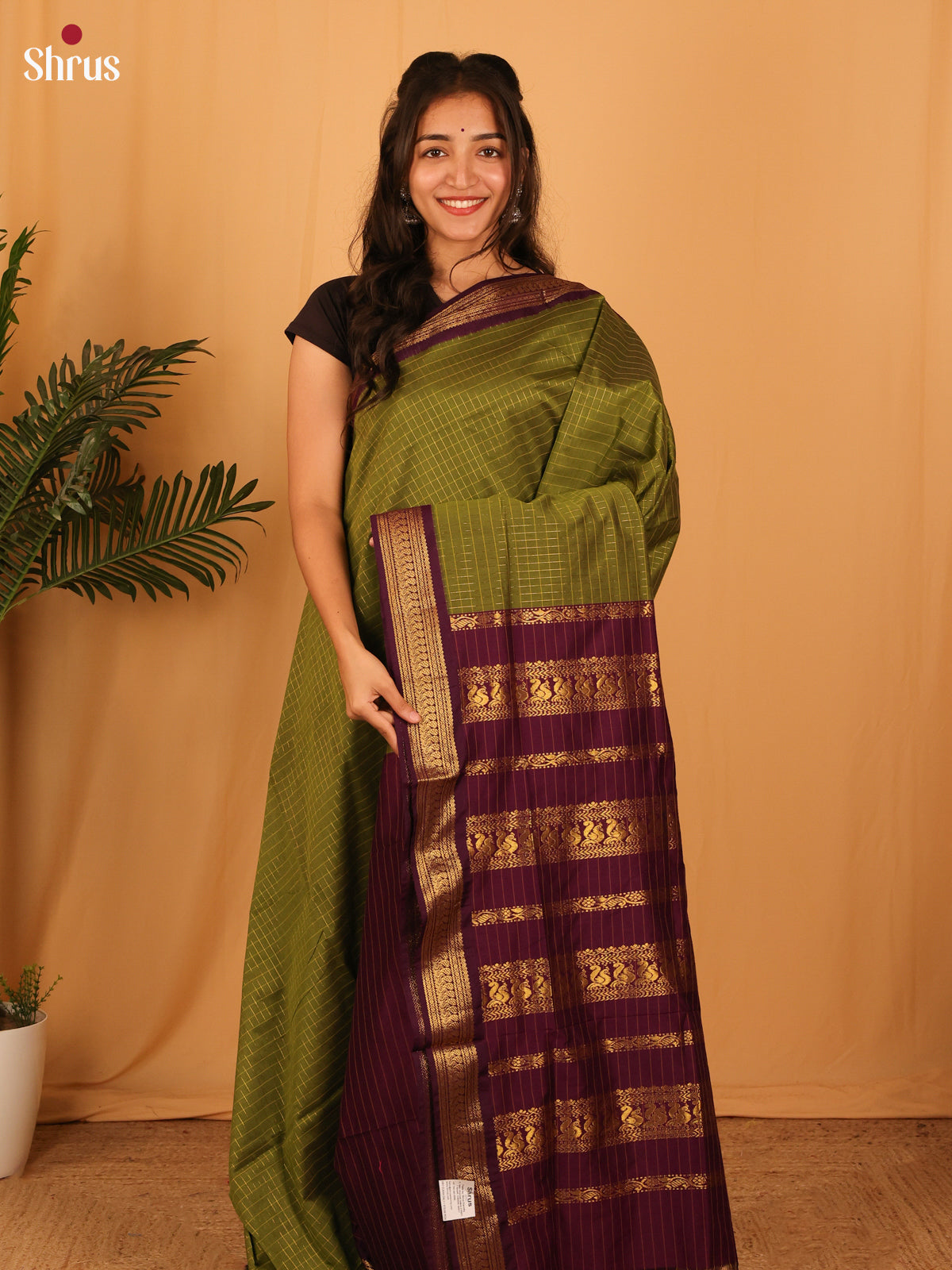 Green & Violet - Kalyani Cotton Saree - Shop on Shrus.com