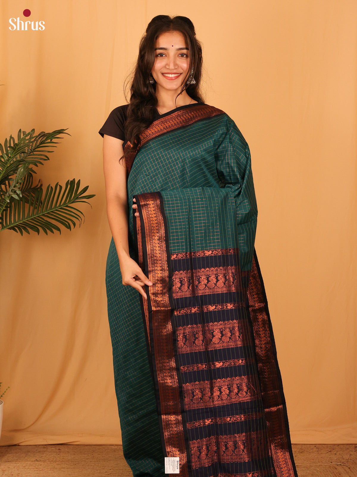 Green & Blue- Kalyani Cotton Saree - Shop on Shrus.com