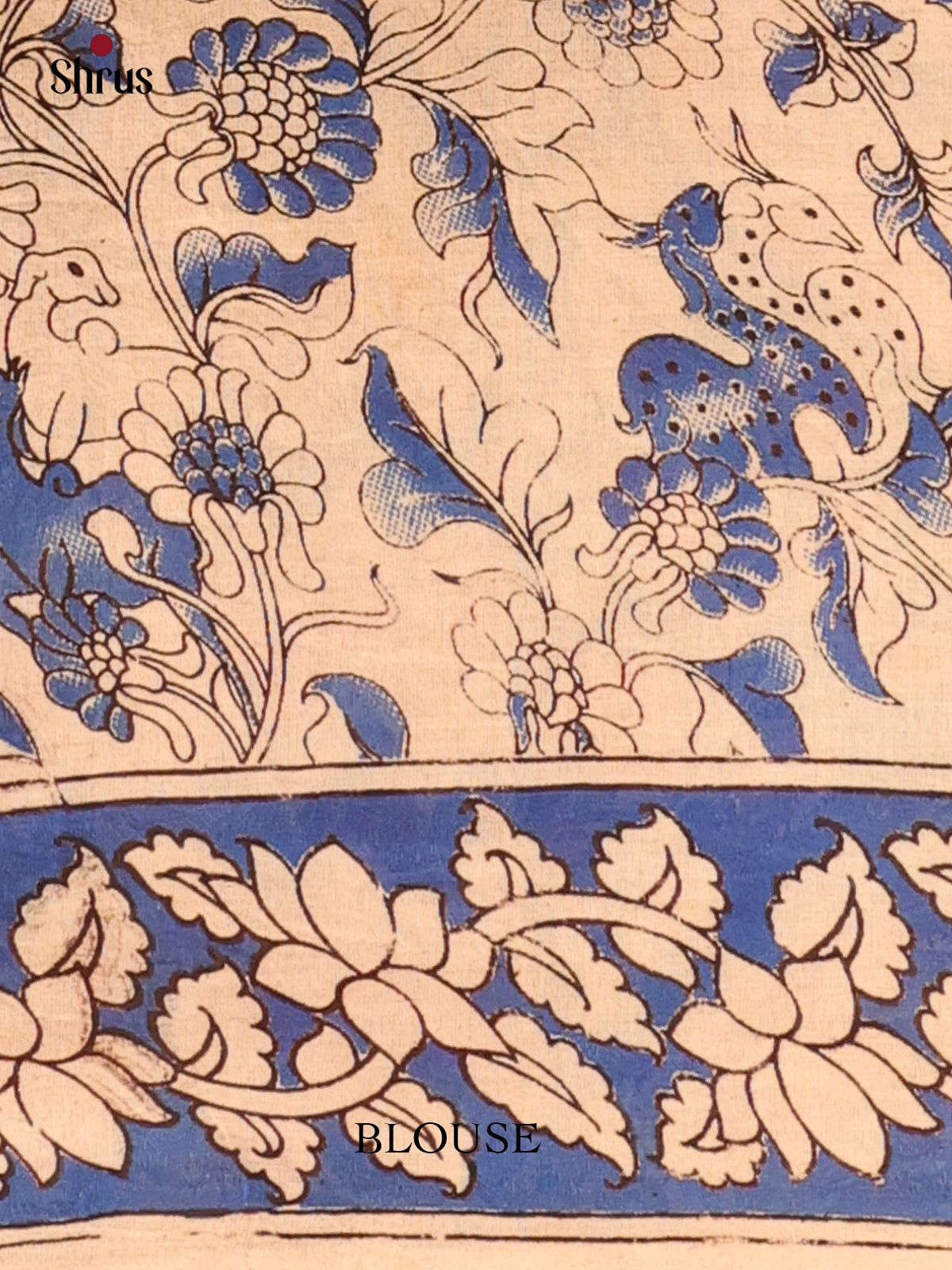Orange & Blue - kalamkari-cotton Saree - Shop on Shrus.com