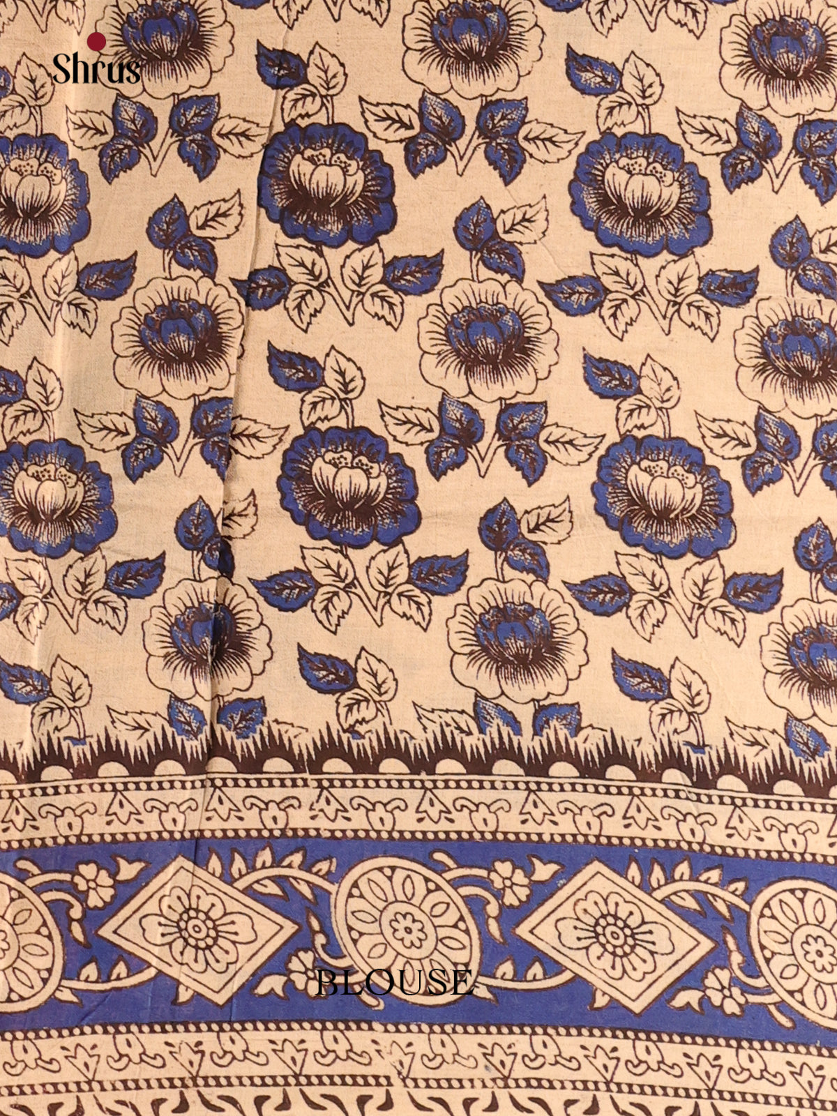 Yellow & Blue - kalamkari-cotton Saree - Shop on Shrus.com