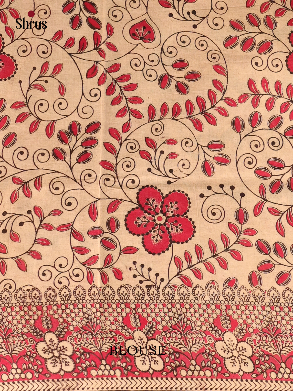 Green & Red - kalamkari-cotton Saree - Shop on Shrus.com
