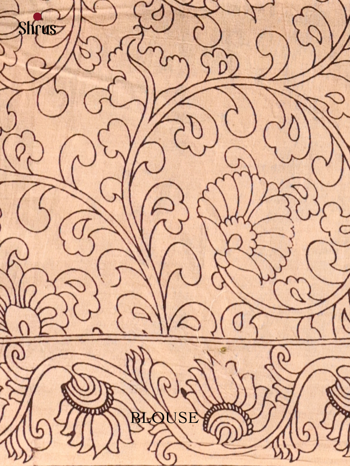 Brown & Blue- kalamkari-cotton Saree - Shop on Shrus.com